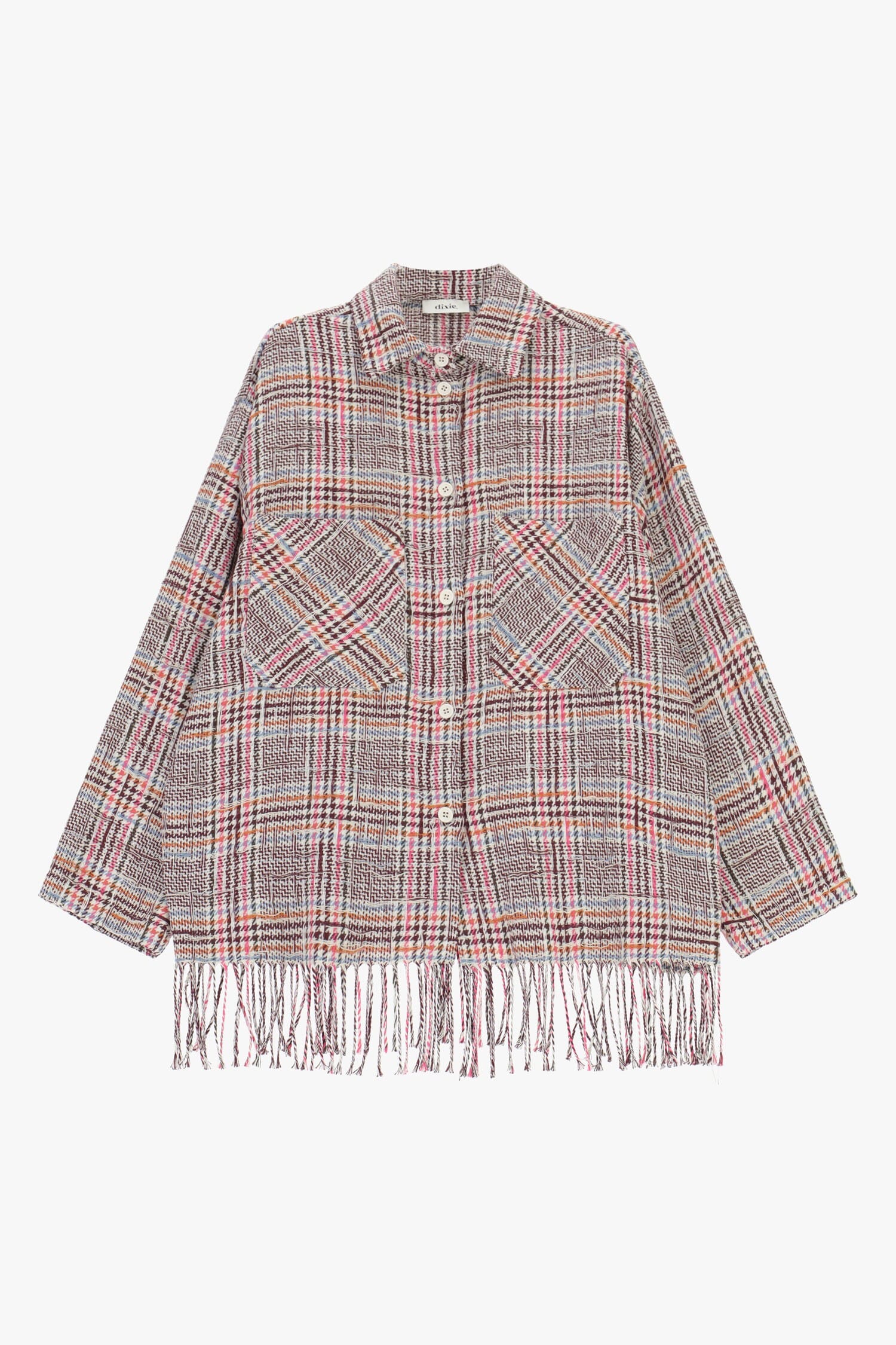 Shirt With Fringes And Front Pockets Printed Dixie