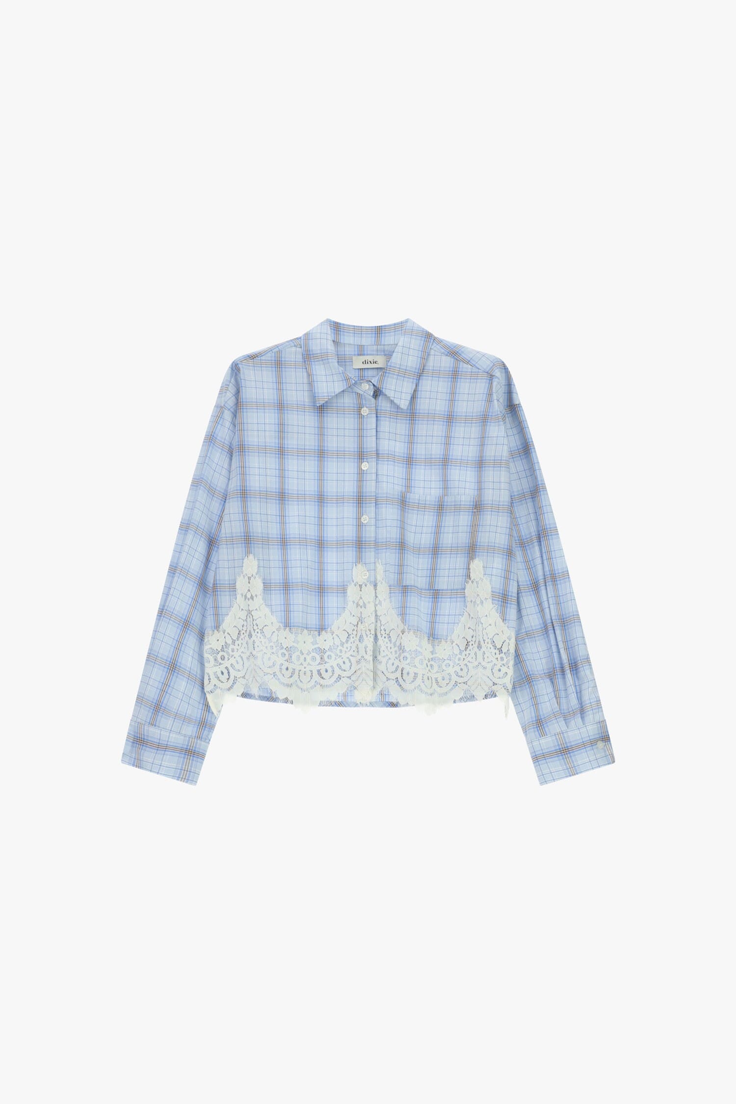 Short Check Shirt With Lace Trim Dixie