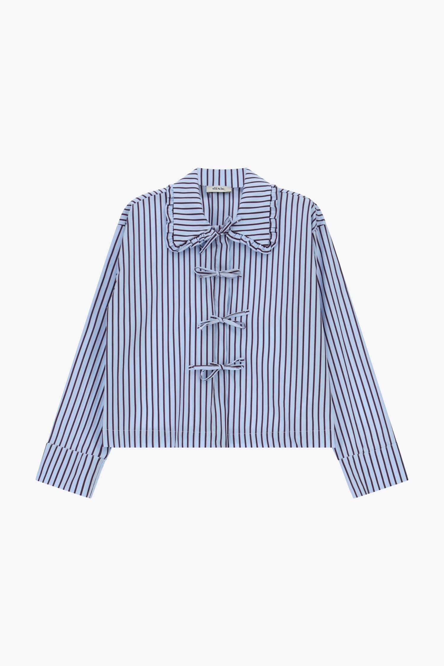 Striped Shirt With Bowknot And Ruffle Collar Dixie