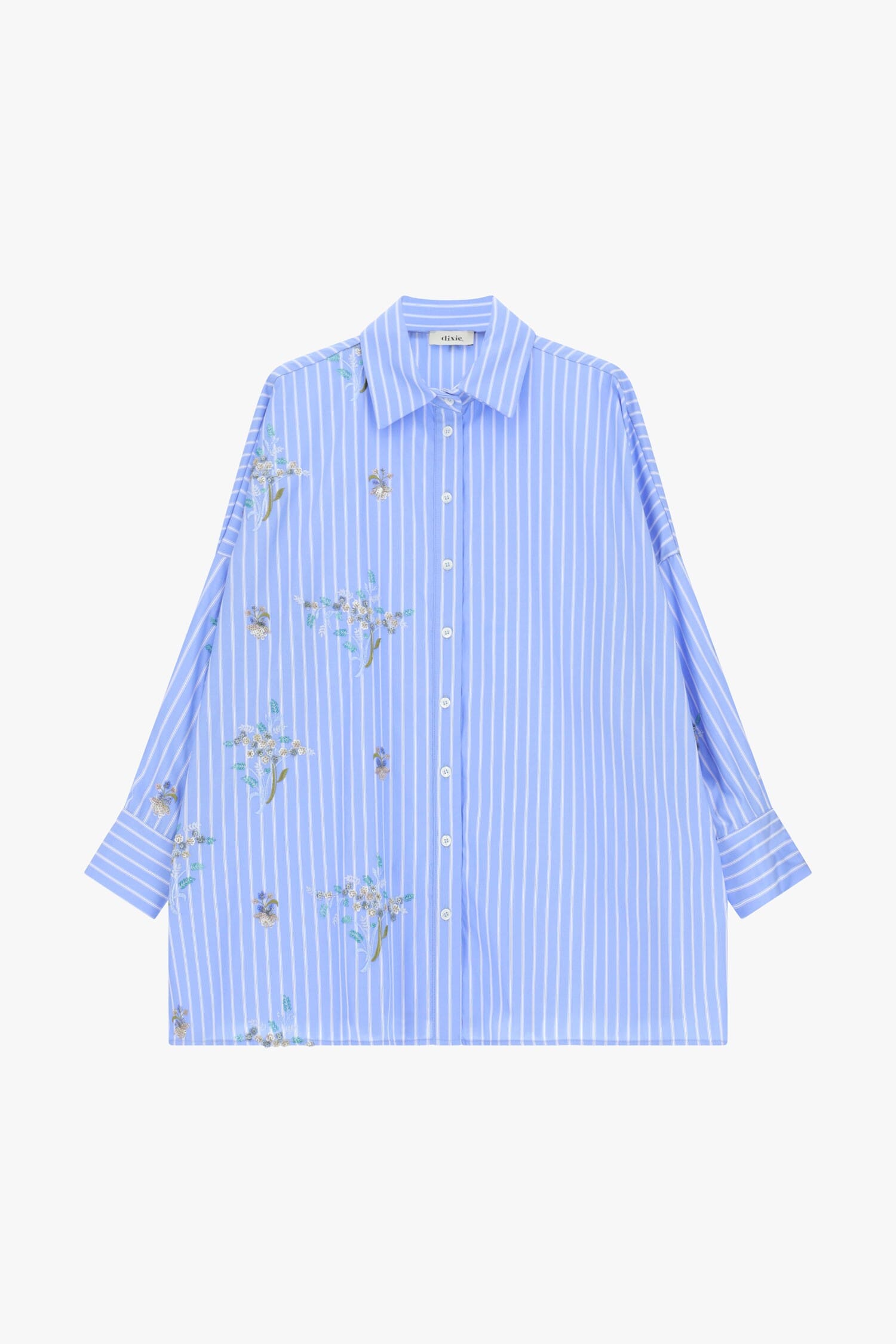 Oversized Striped Shirt With Floral Embroidery Dixie
