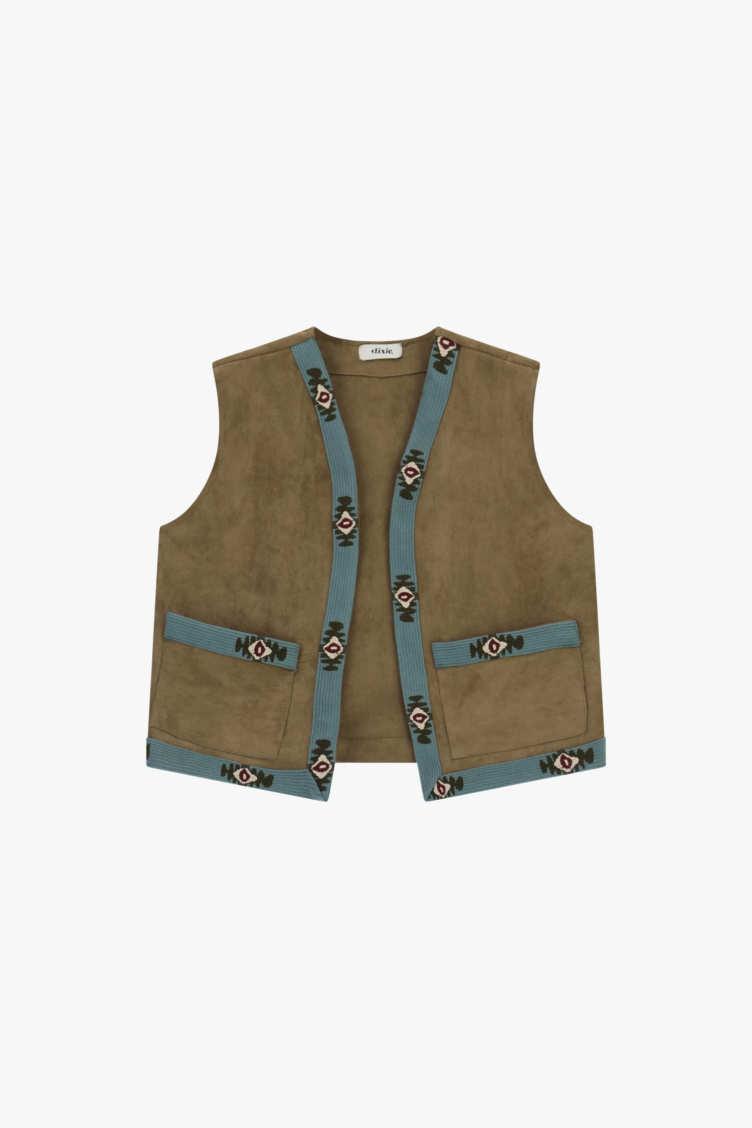 Waistcoat With Embroidered Profiles And Front Pockets Dixie