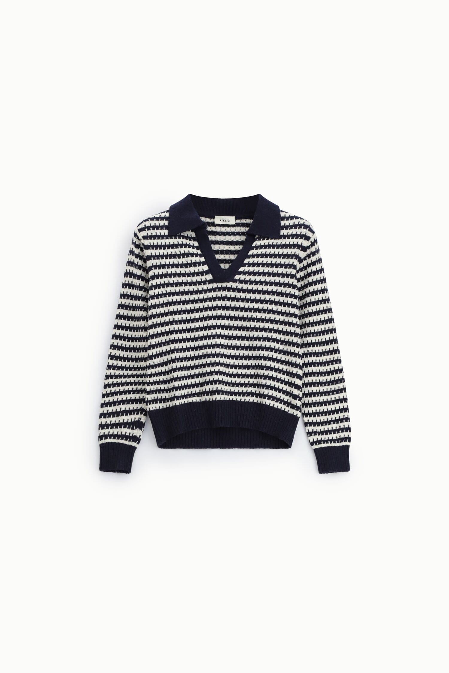 Dixie V-Neck Striped Sweater With Ribbed Detailing
