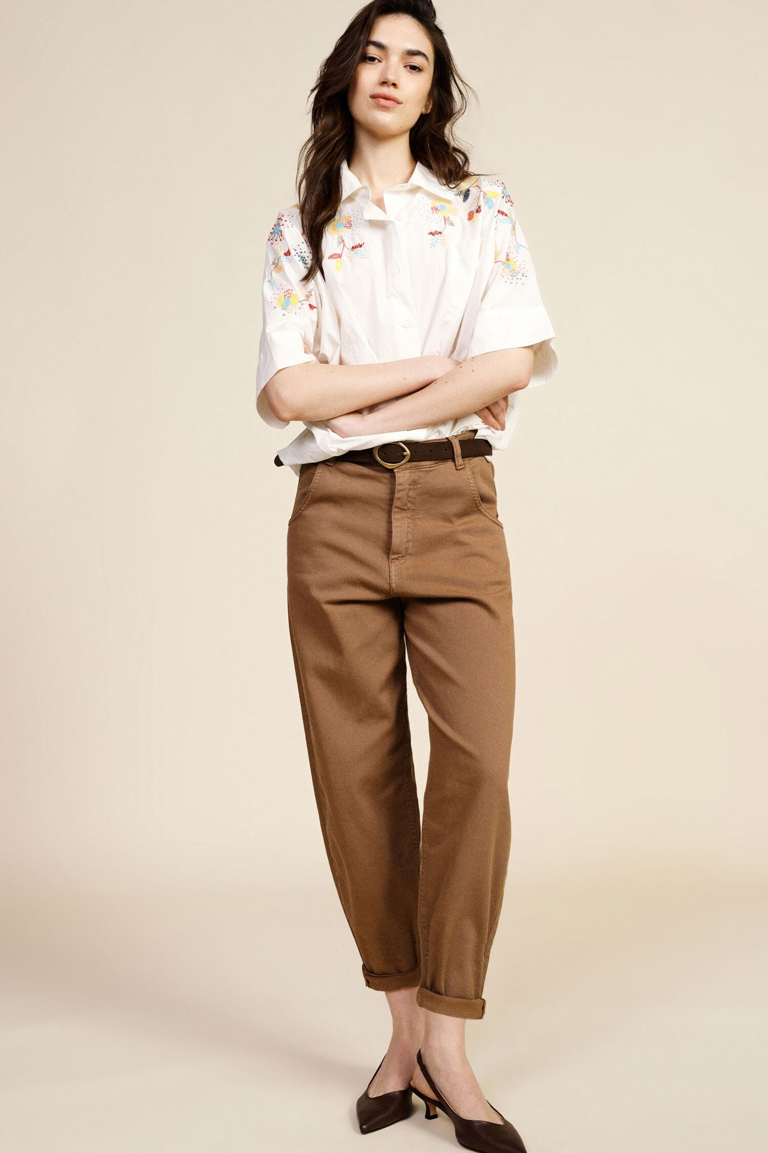 Chino-Fit Trousers With Turn-ups And High Waists Dixie