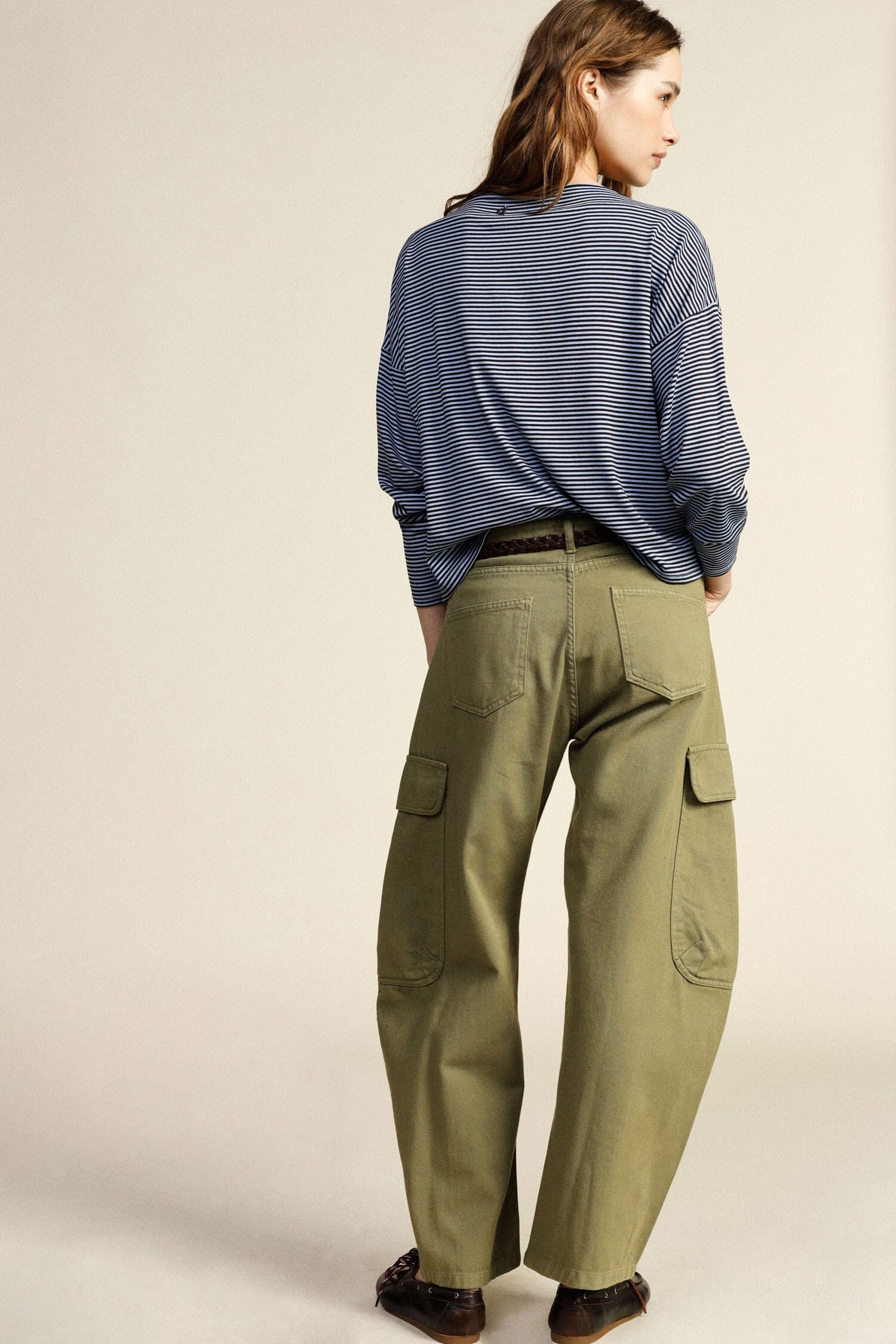 Pantaloni Palazzo Cargo Tasche Laterali Vita Alta Dixie