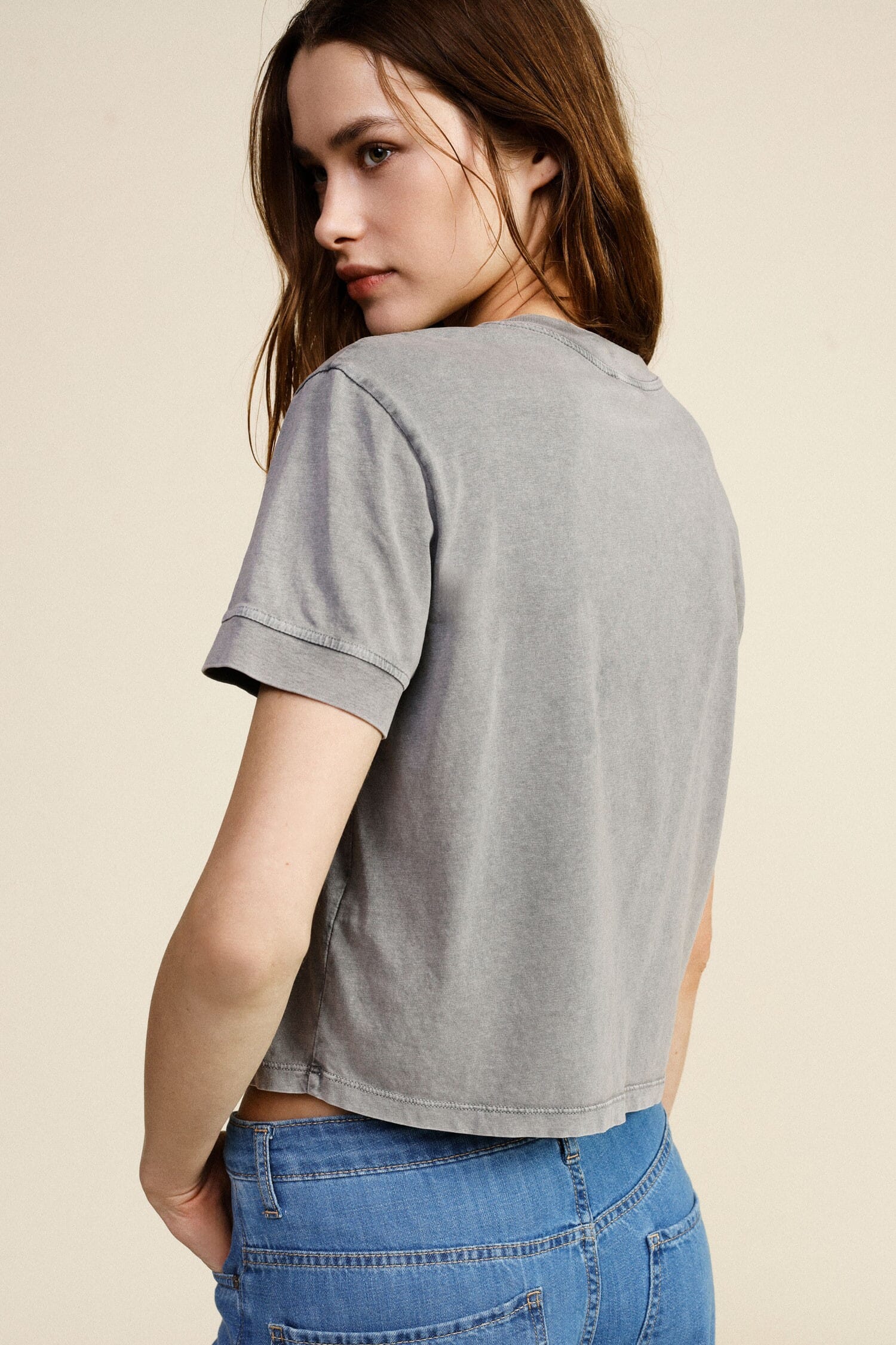 Front Print Cropped T-Shirt Regular Fit Dixie