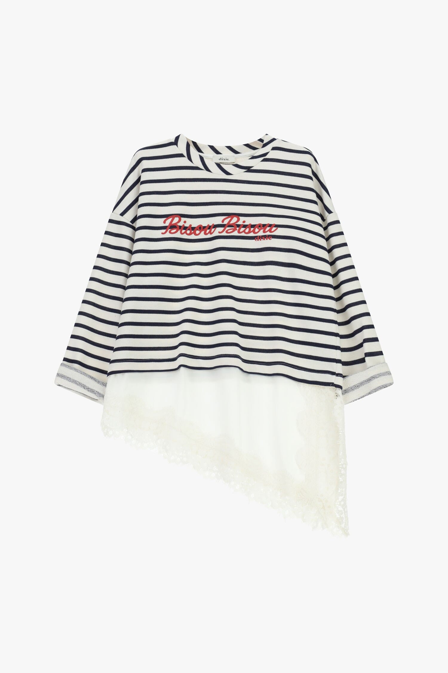 T-Shirt rayé avec lettrage et bordure asymétrique Dixie