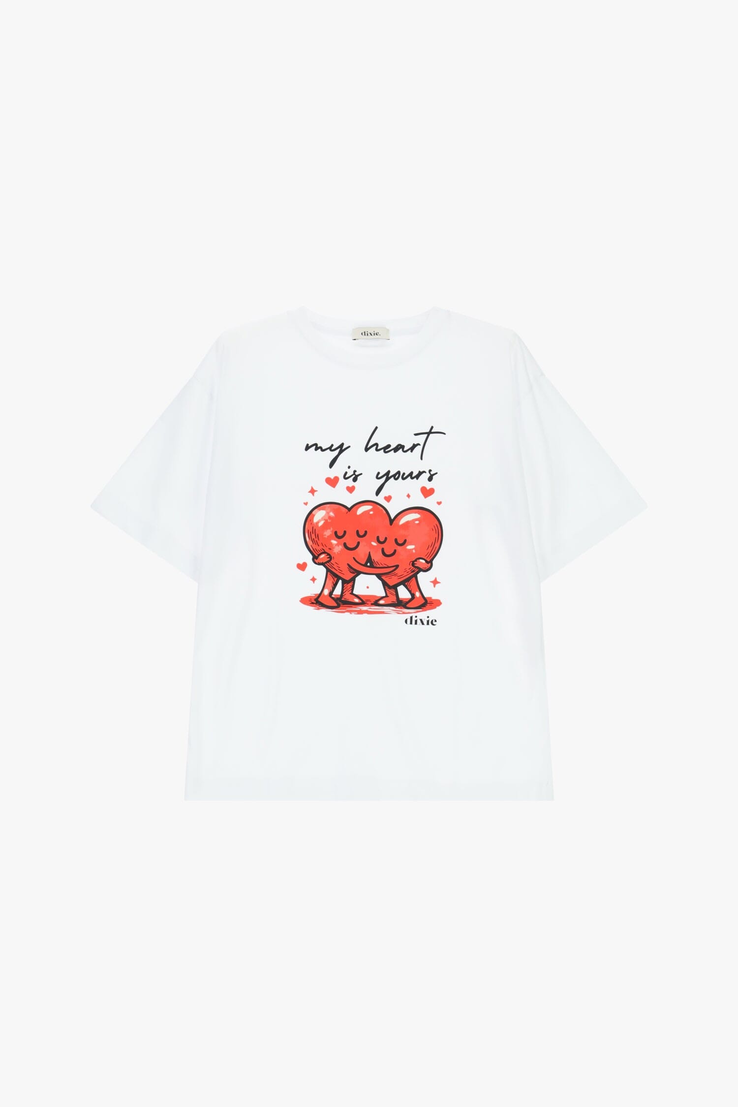 T-Shirt Heart Print Fit Regular Crew Neck Dixie