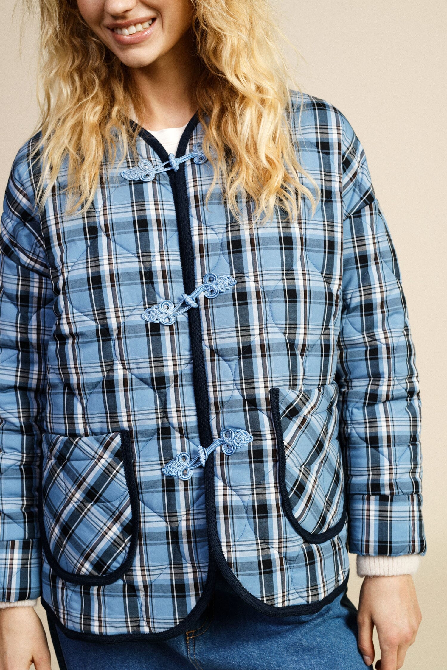 Veste matelassée à carreaux avec fermeture à glissière Dixie