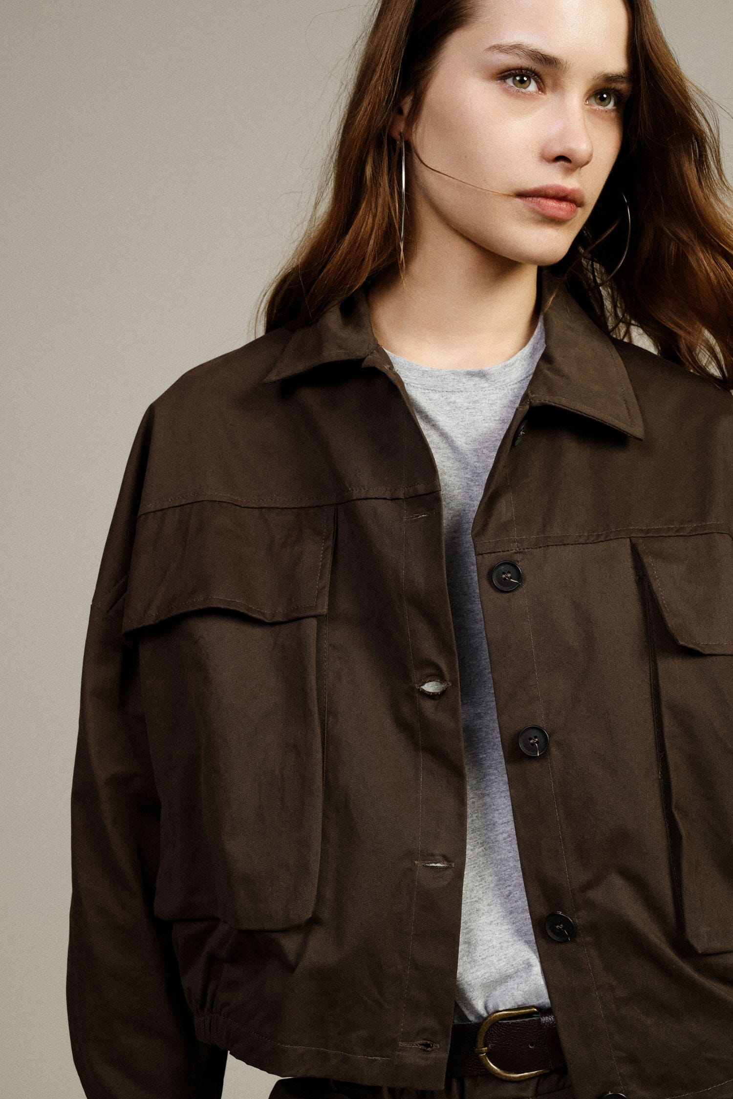 Short Shirt Jacket With Front Pockets Dixie