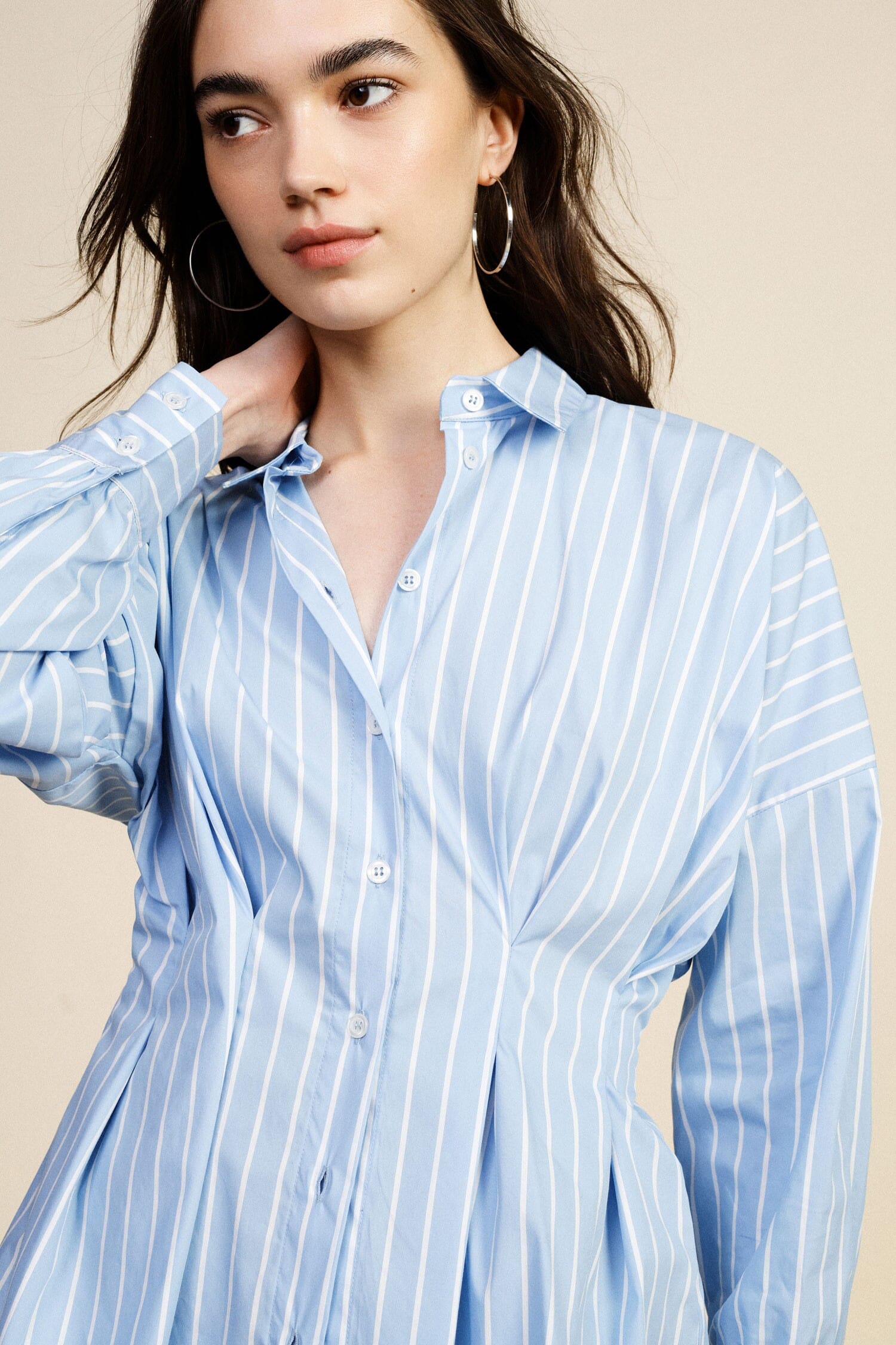 Striped Shirt With Wide Sleeves And Front Button Placket Dixie