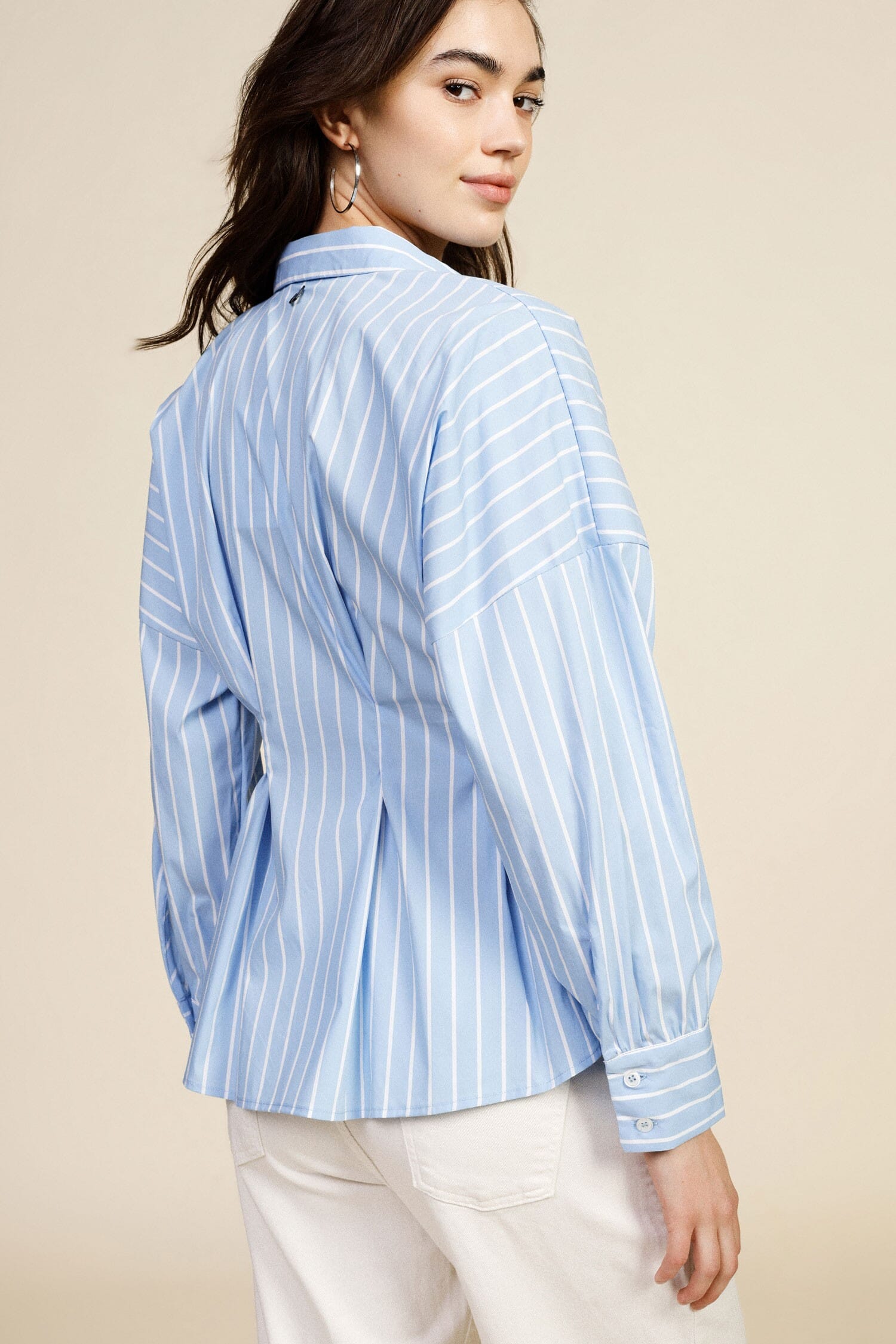 Striped Shirt With Wide Sleeves And Front Button Placket Dixie