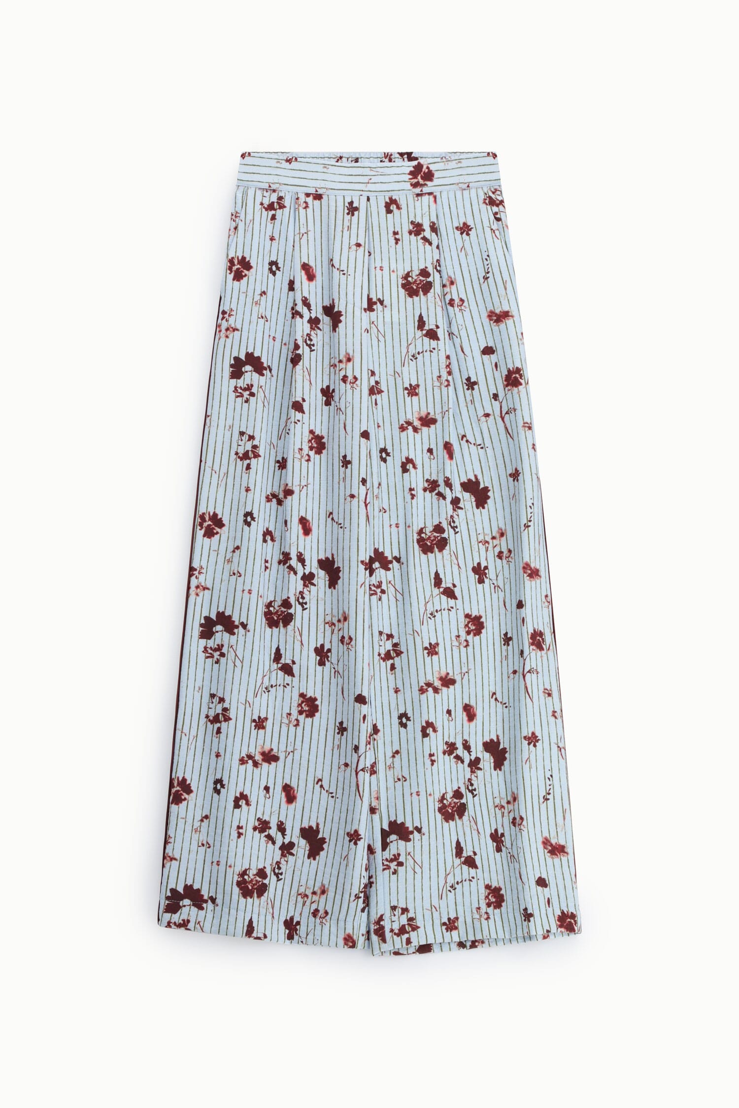 Pantaloni Palazzo A Pieghe Motivo Floreale A Righe Dixie