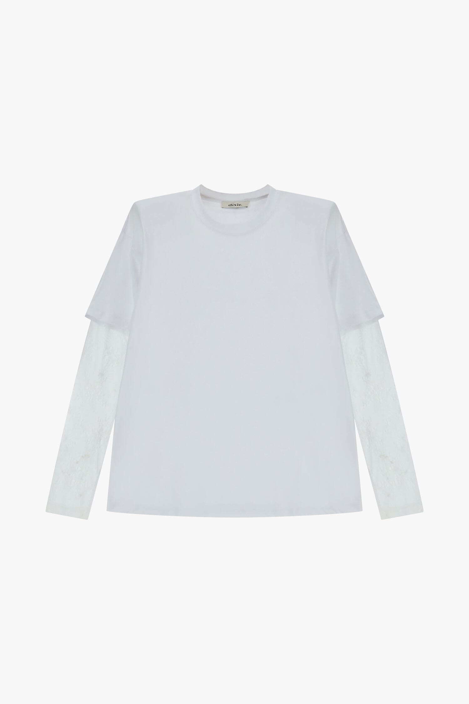Crew Neck T-Shirt With Long Sleeves Embroidered Tulle Dixie