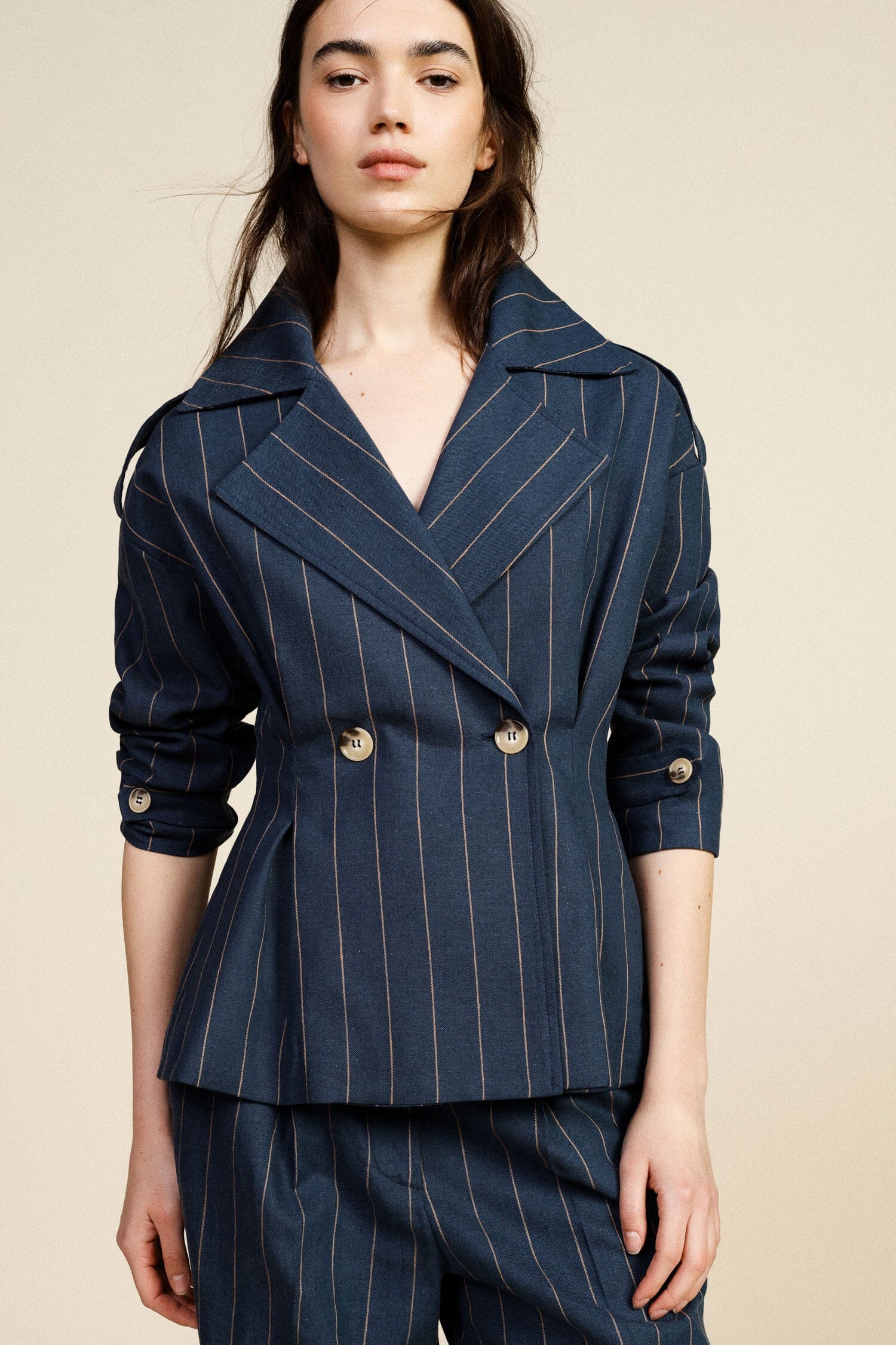 Blazer Doppiopetto Corto A Righe Con Bottoni Dixie