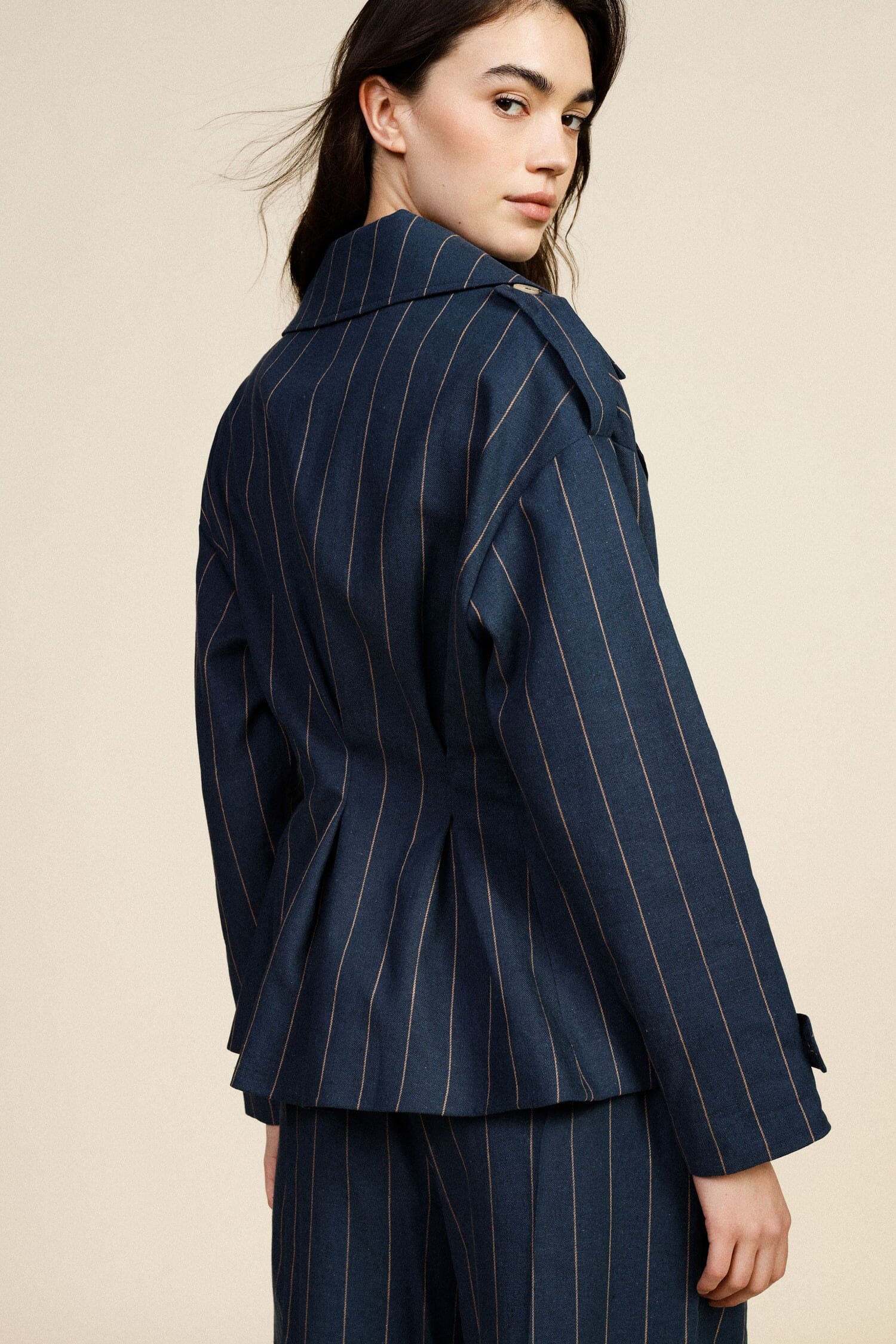 Blazer Doppiopetto Corto A Righe Con Bottoni Dixie