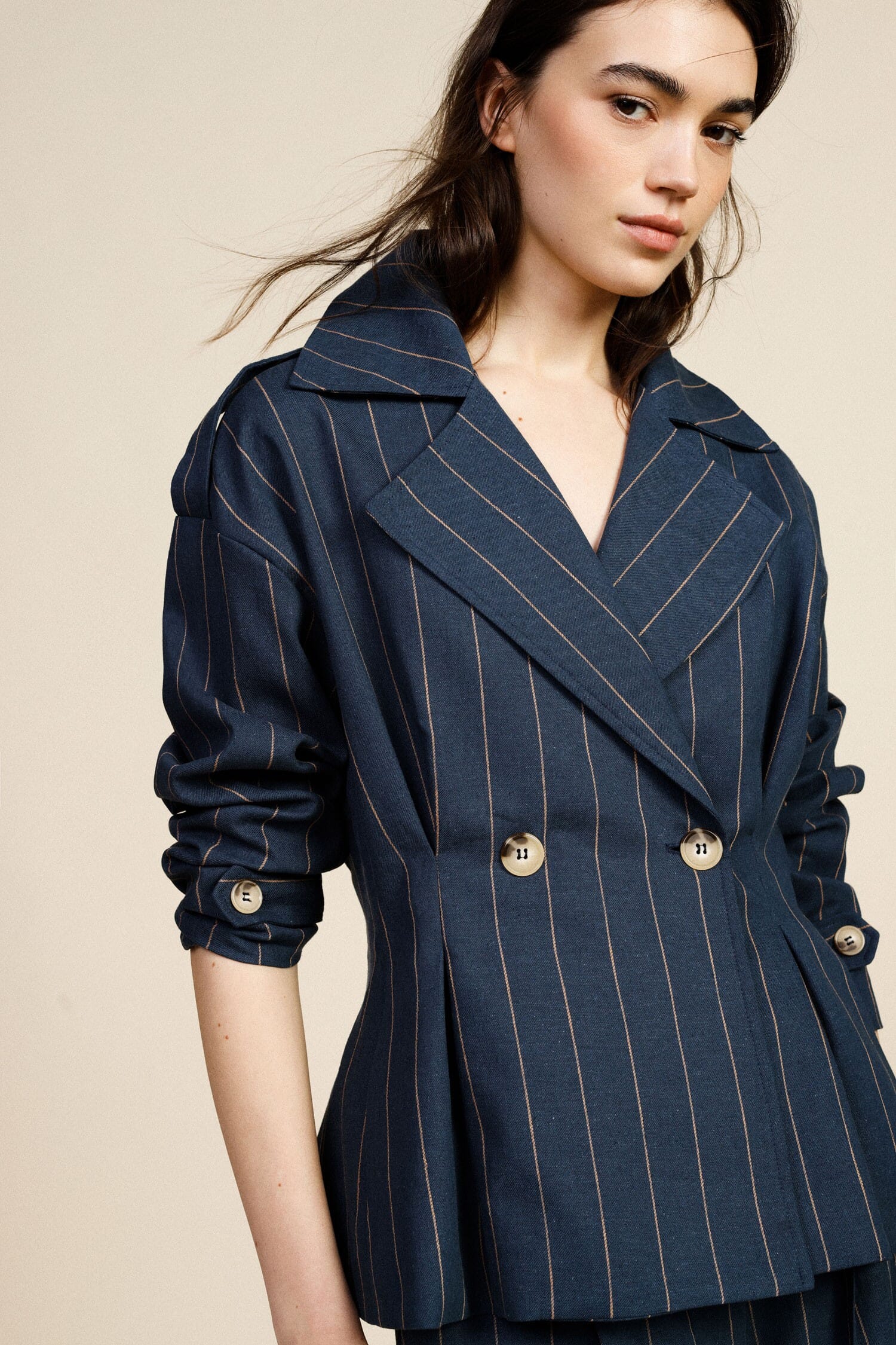 Blazer Doppiopetto Corto A Righe Con Bottoni Dixie
