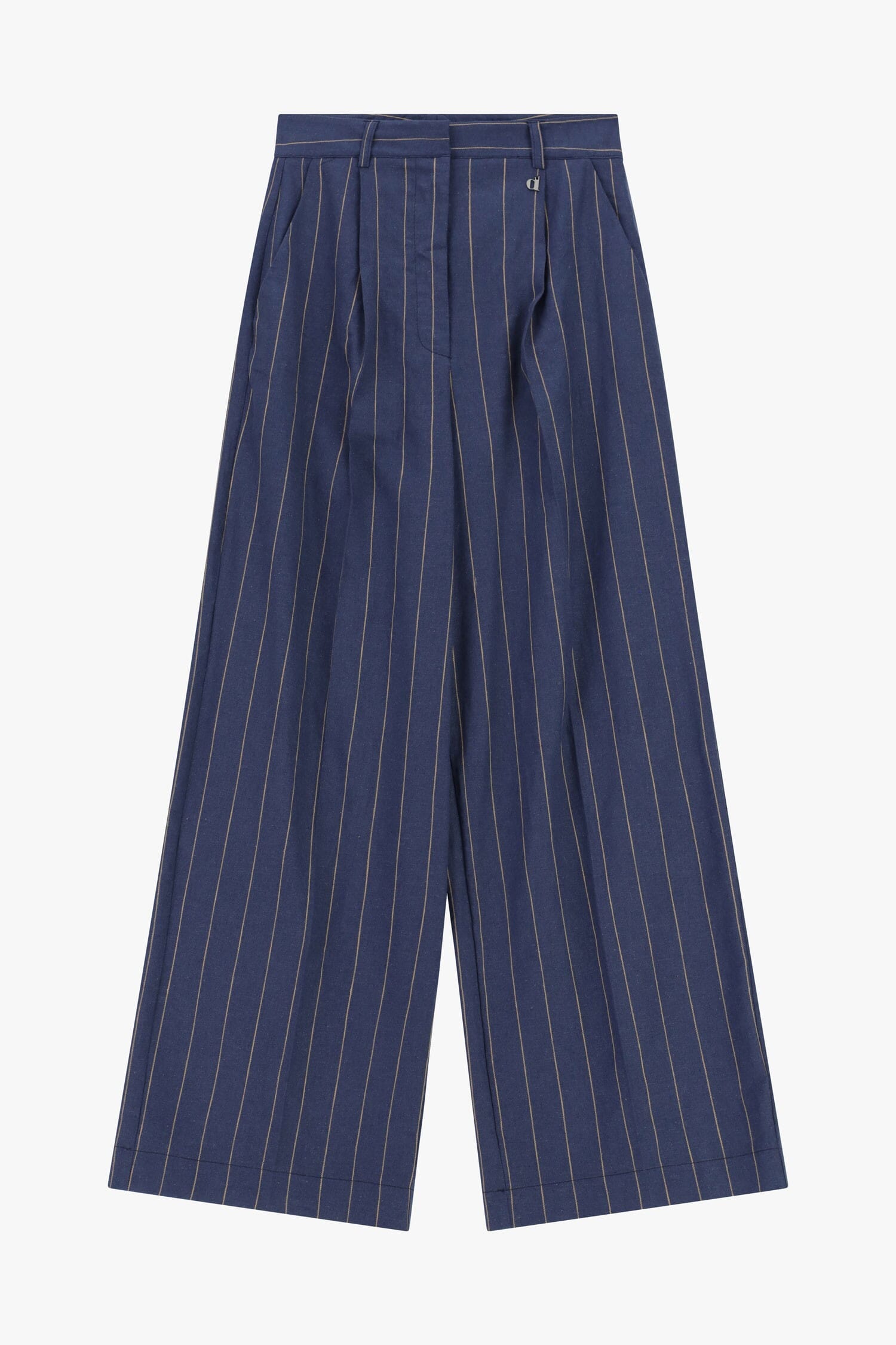 Pantaloni Palazzo A Righe Con Pinces E Tasche Laterali Dixie