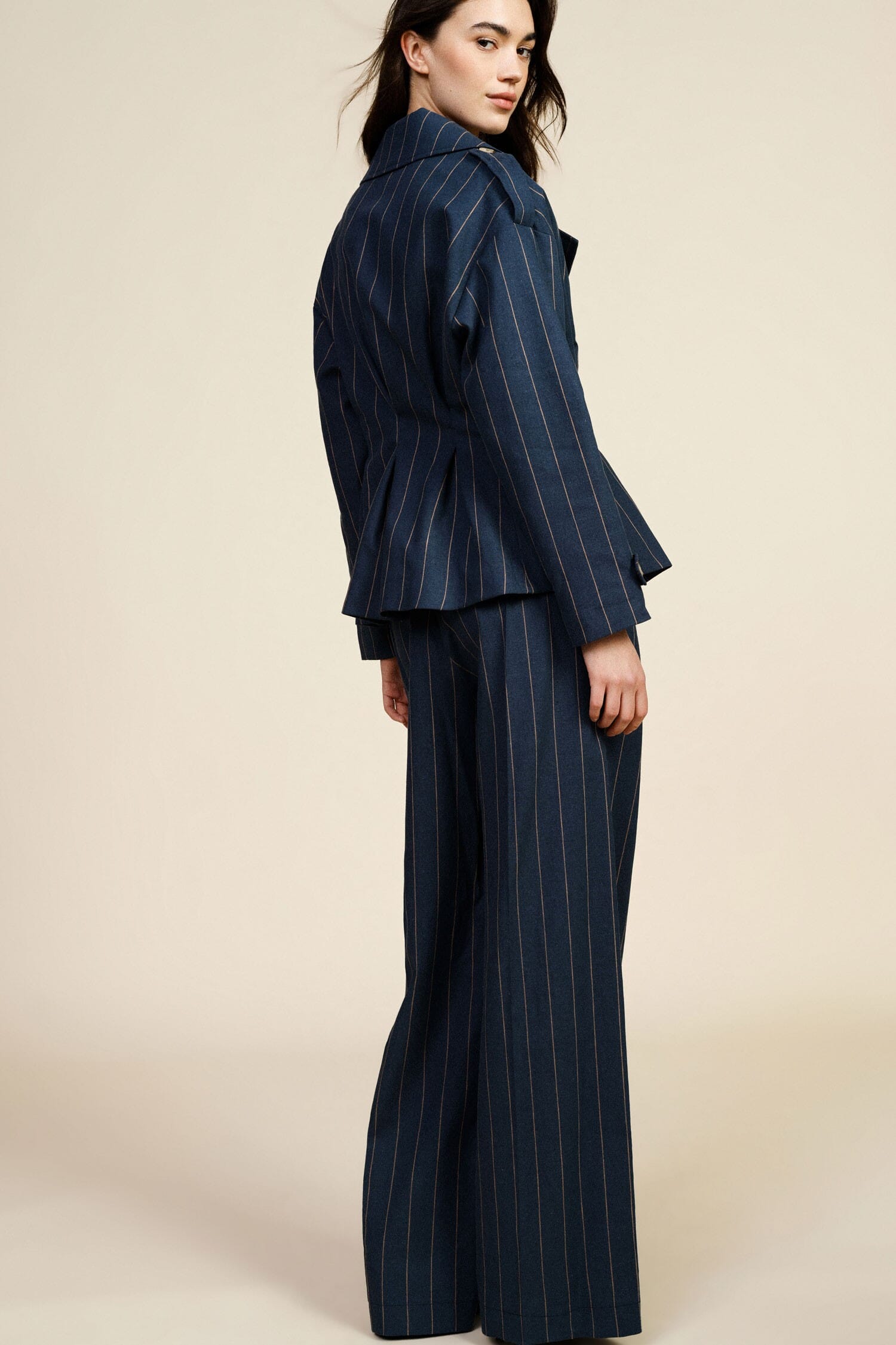 Pantaloni Palazzo A Righe Con Pinces E Tasche Laterali Dixie