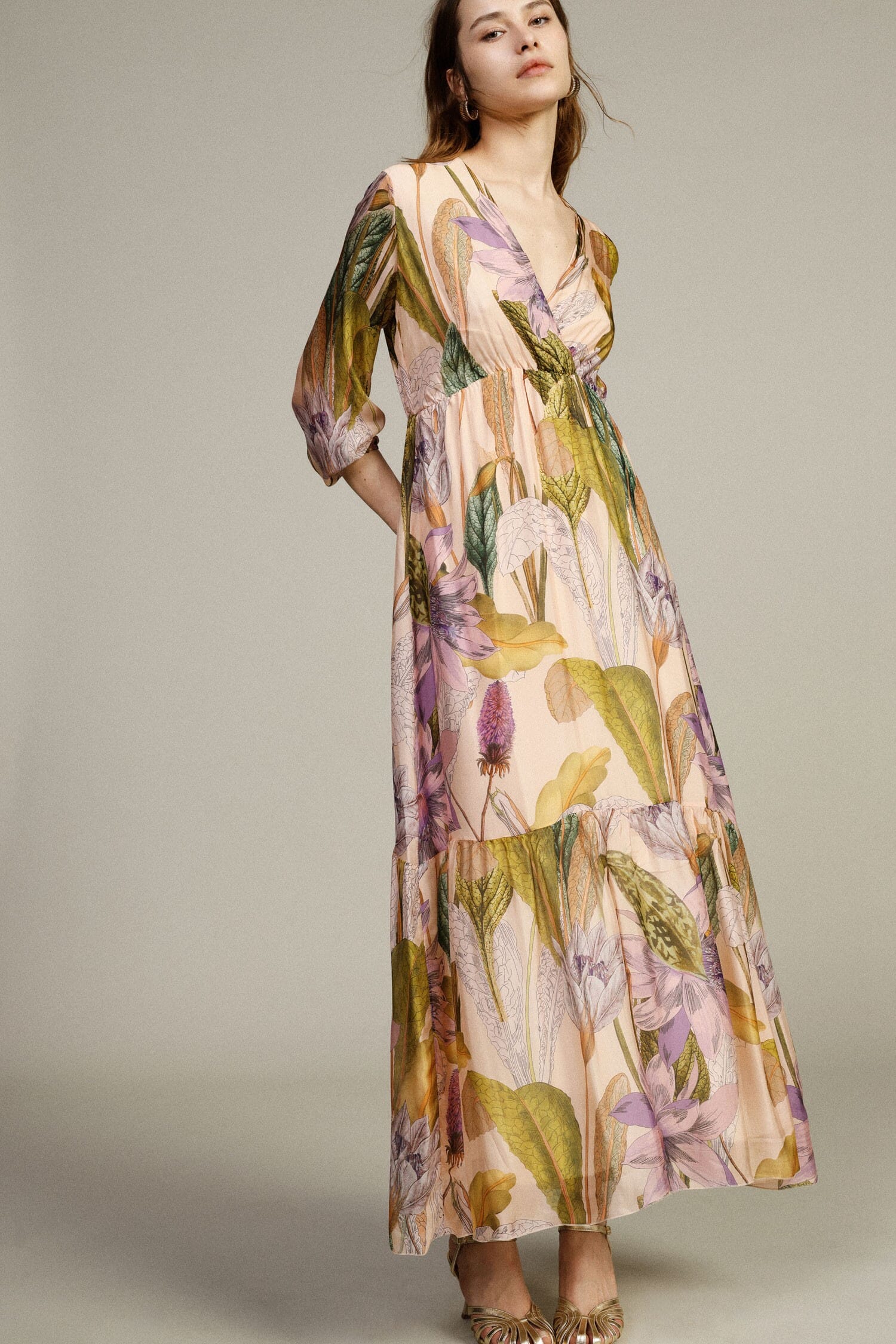 Robe longue à imprimé floral et manches larges Dixie