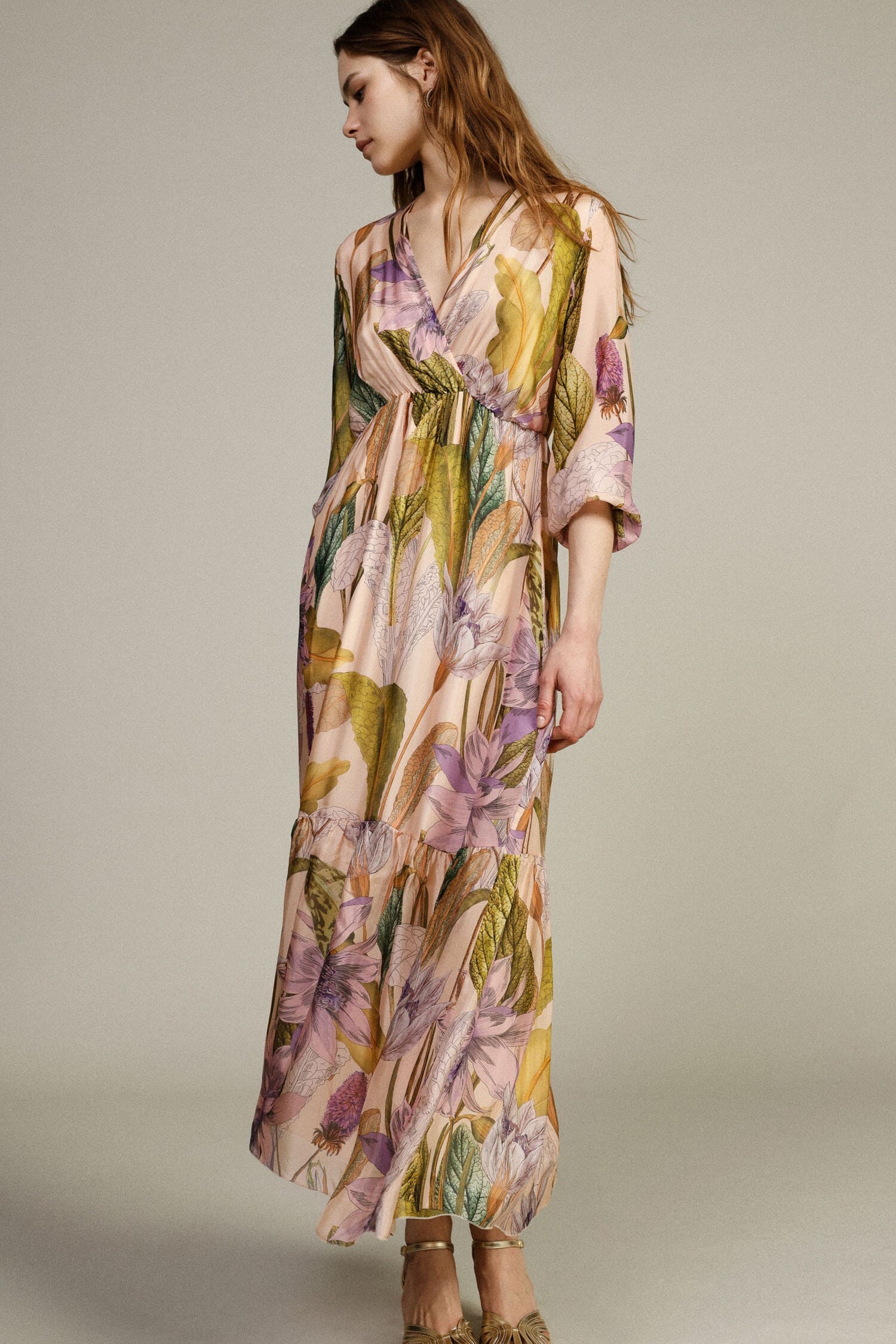 Robe longue à imprimé floral et manches larges Dixie