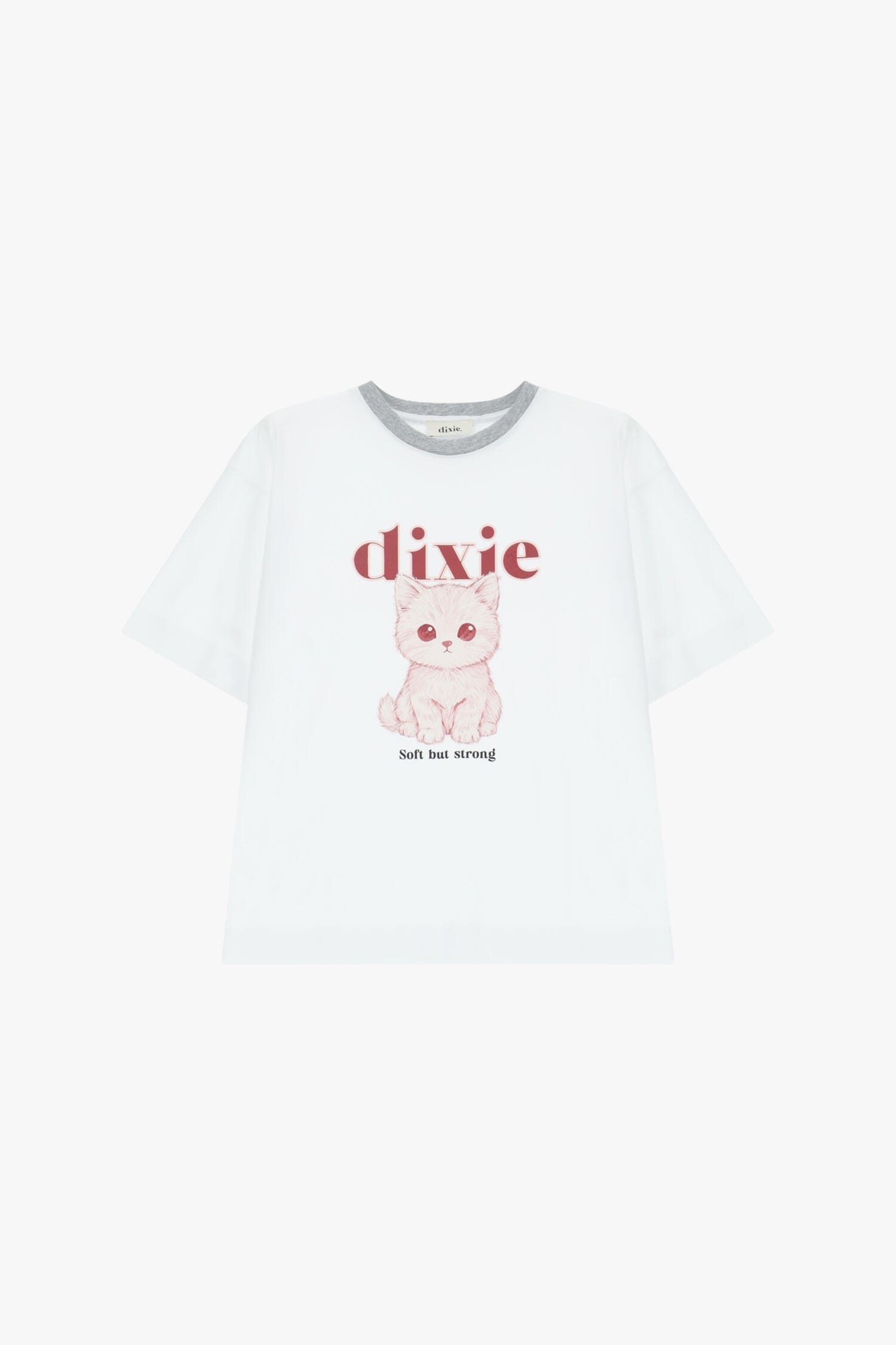 T-shirt à col ras du cou avec imprimé chaton et lettrage Dixie