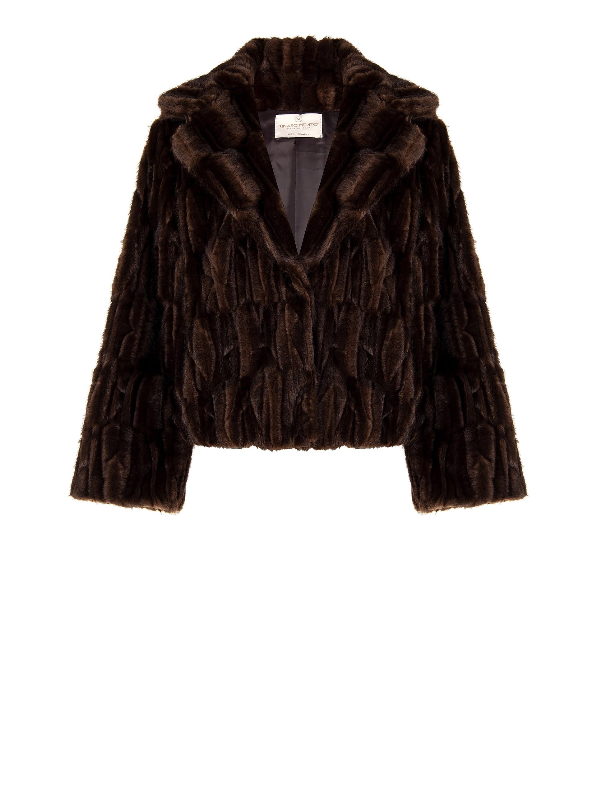 Short Synthetic Fur Coat With Pockets Rinascimento