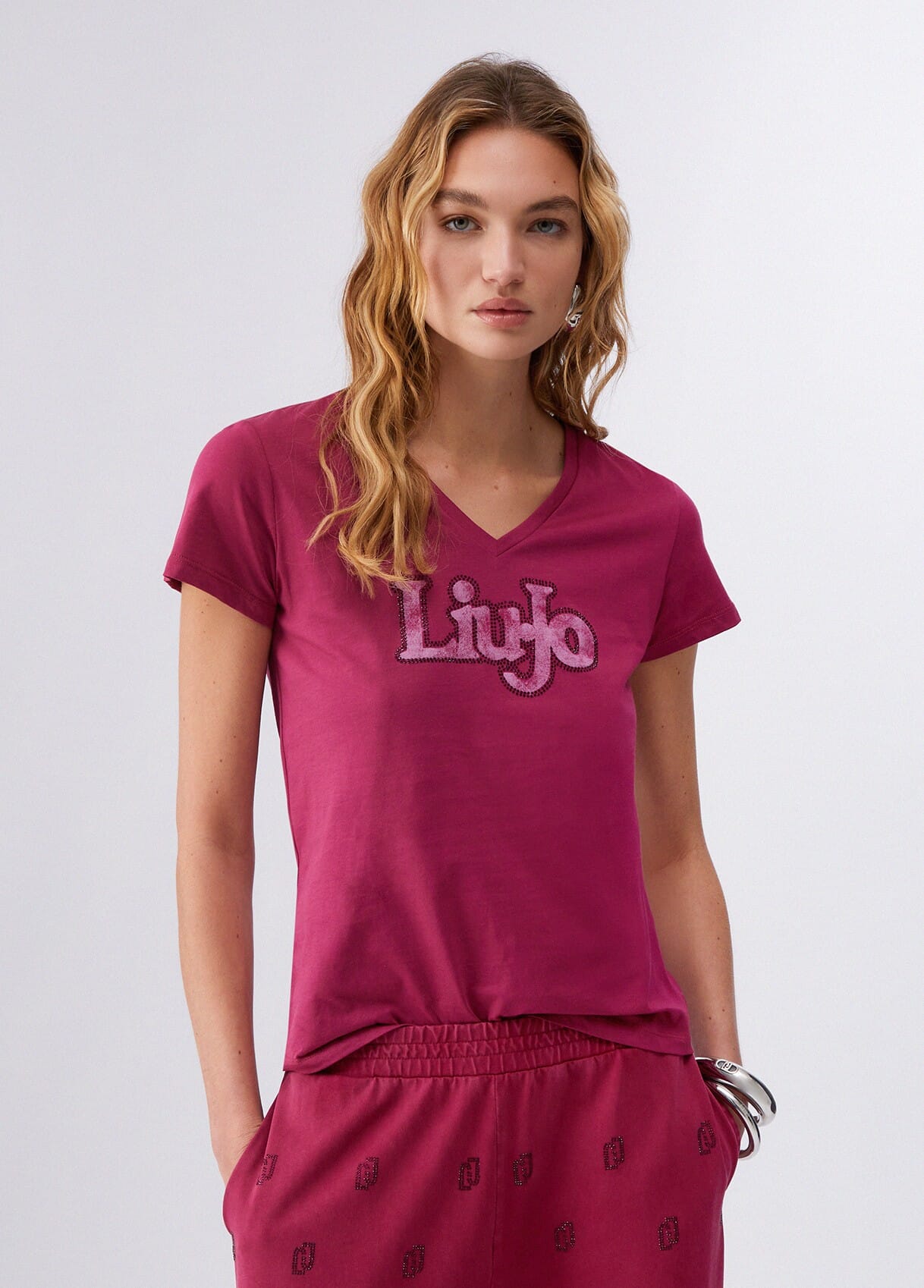 T-Shirt Con Scollo A V Liu Jo
