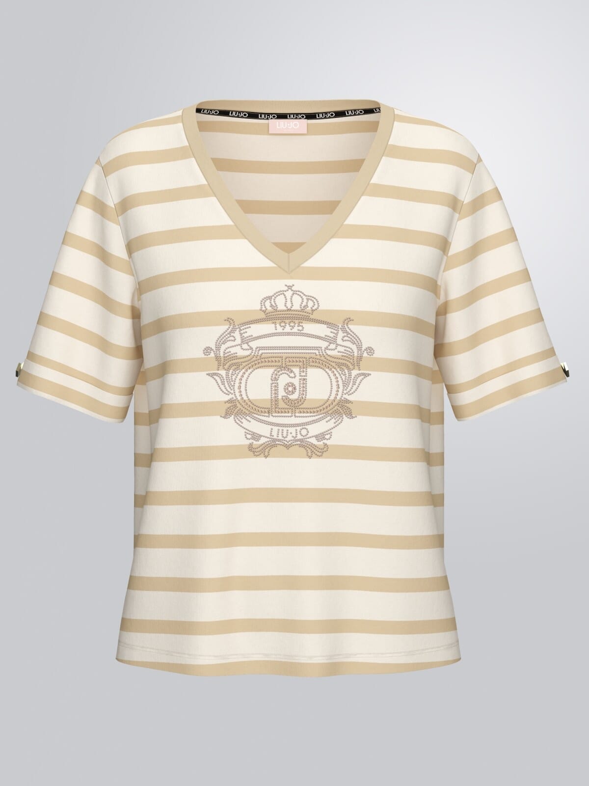 Liu Jo Jersey With Stripes And Rhinestones