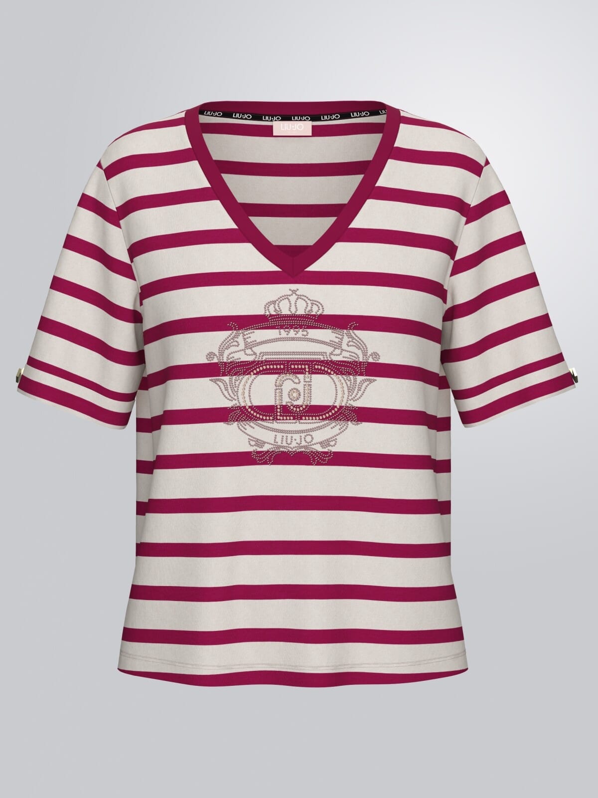 Liu Jo Jersey With Stripes And Rhinestones