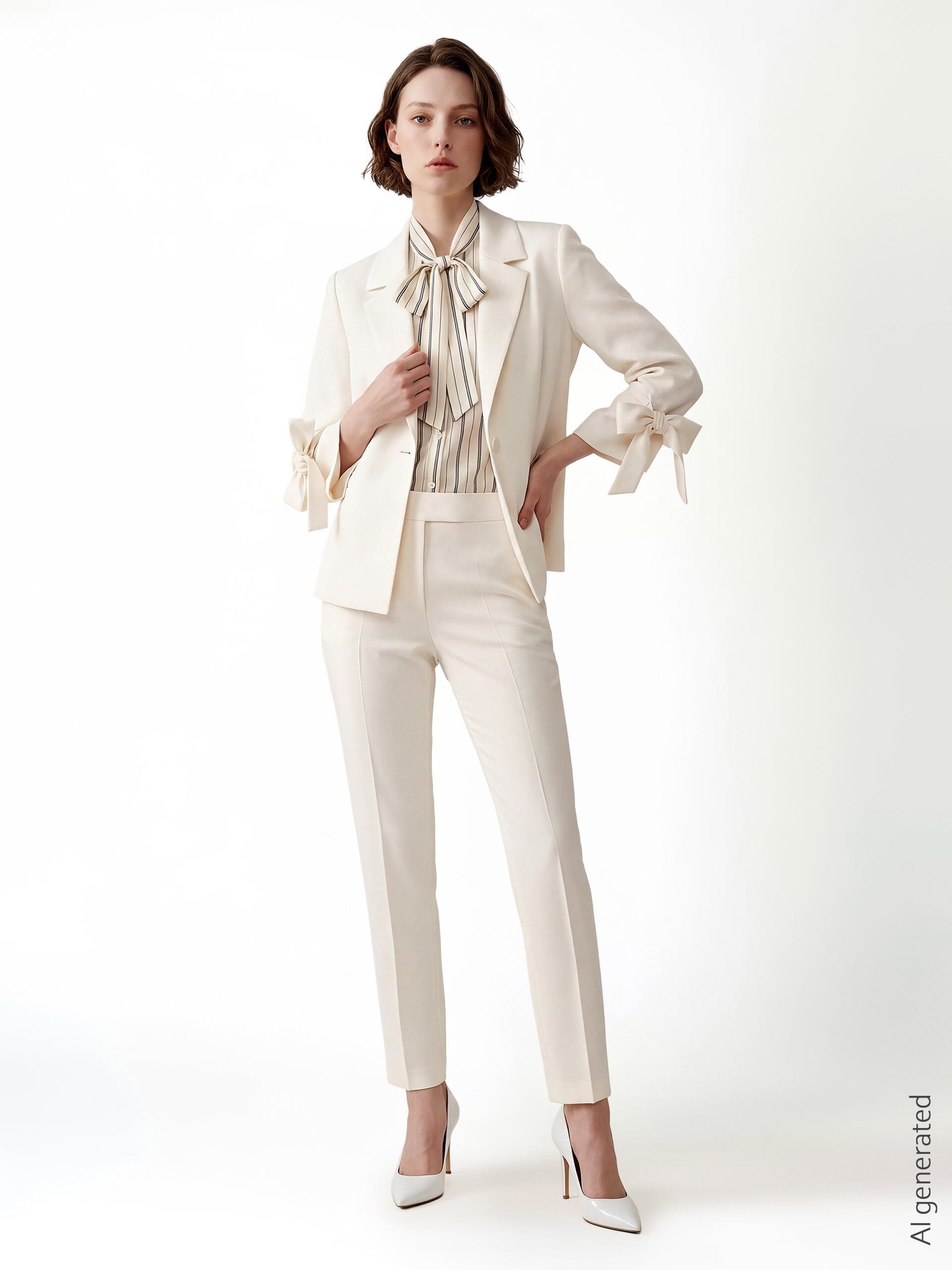 Cotton Mix Striped Blouse With Bow Rinascimento