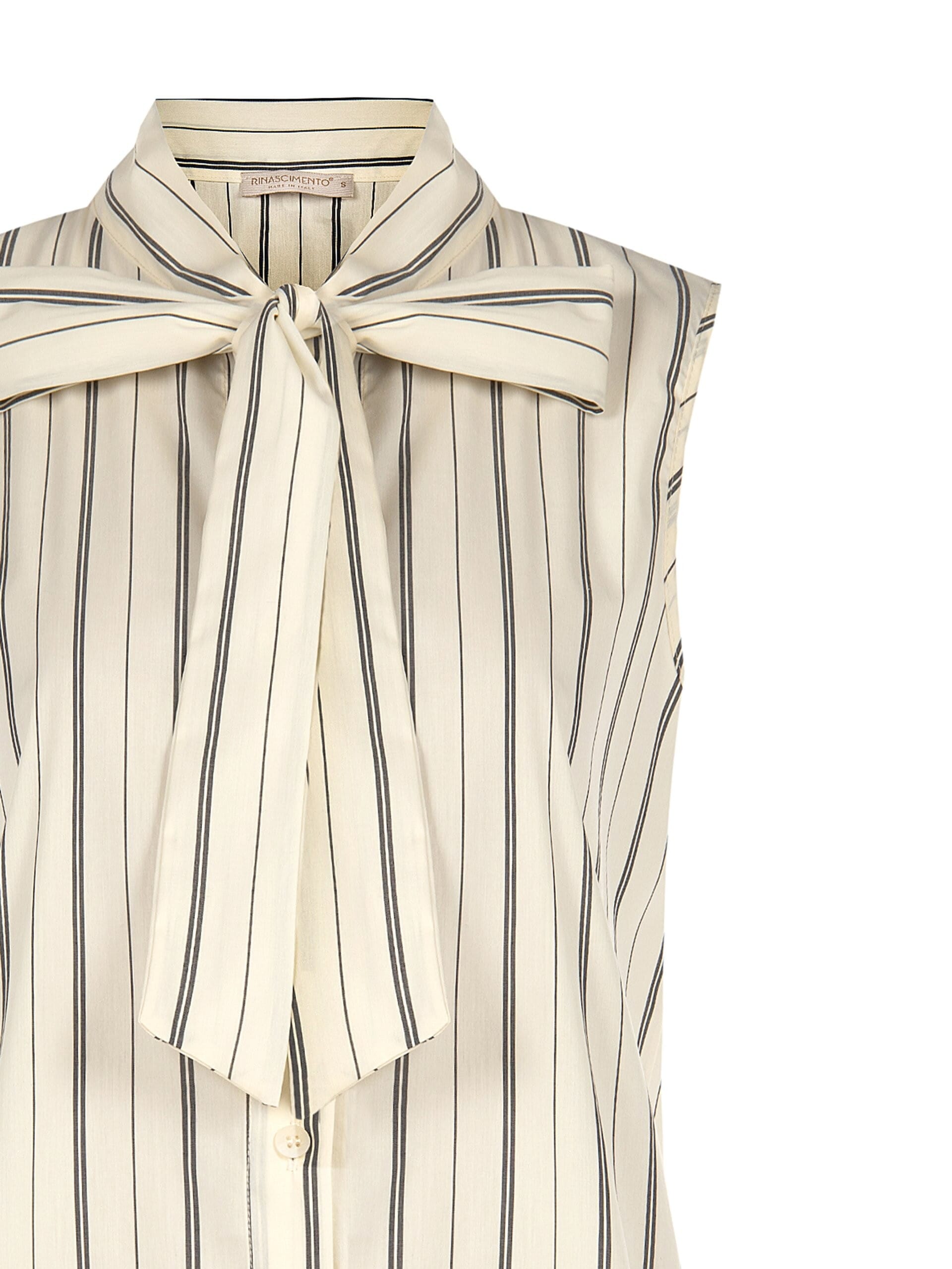 Cotton Mix Striped Blouse With Bow Rinascimento
