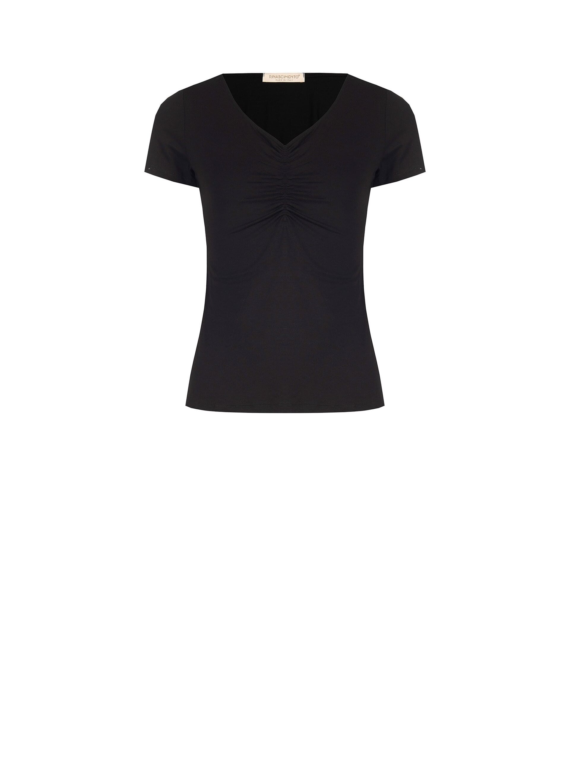 Slim Fit Viscose Blend T-Shirt with V-neck Rinascimento