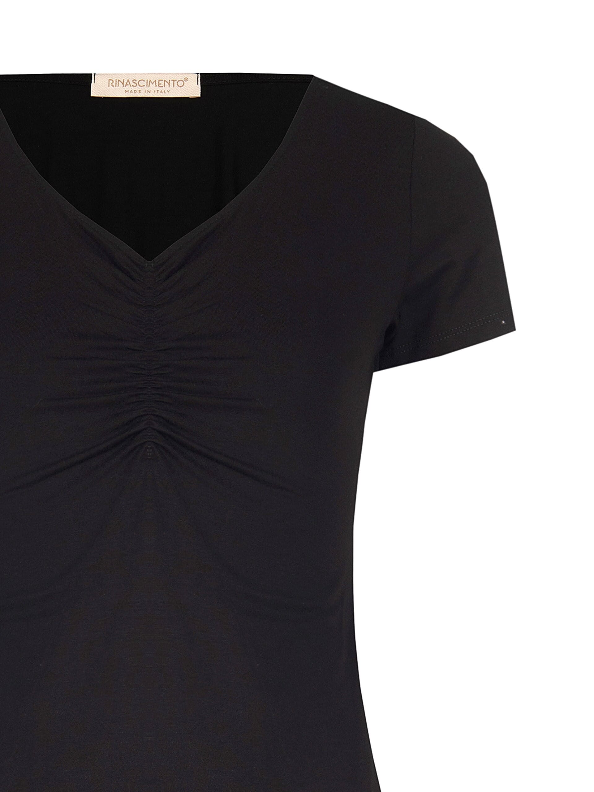 Slim Fit Viscose Blend T-Shirt with V-neck Rinascimento