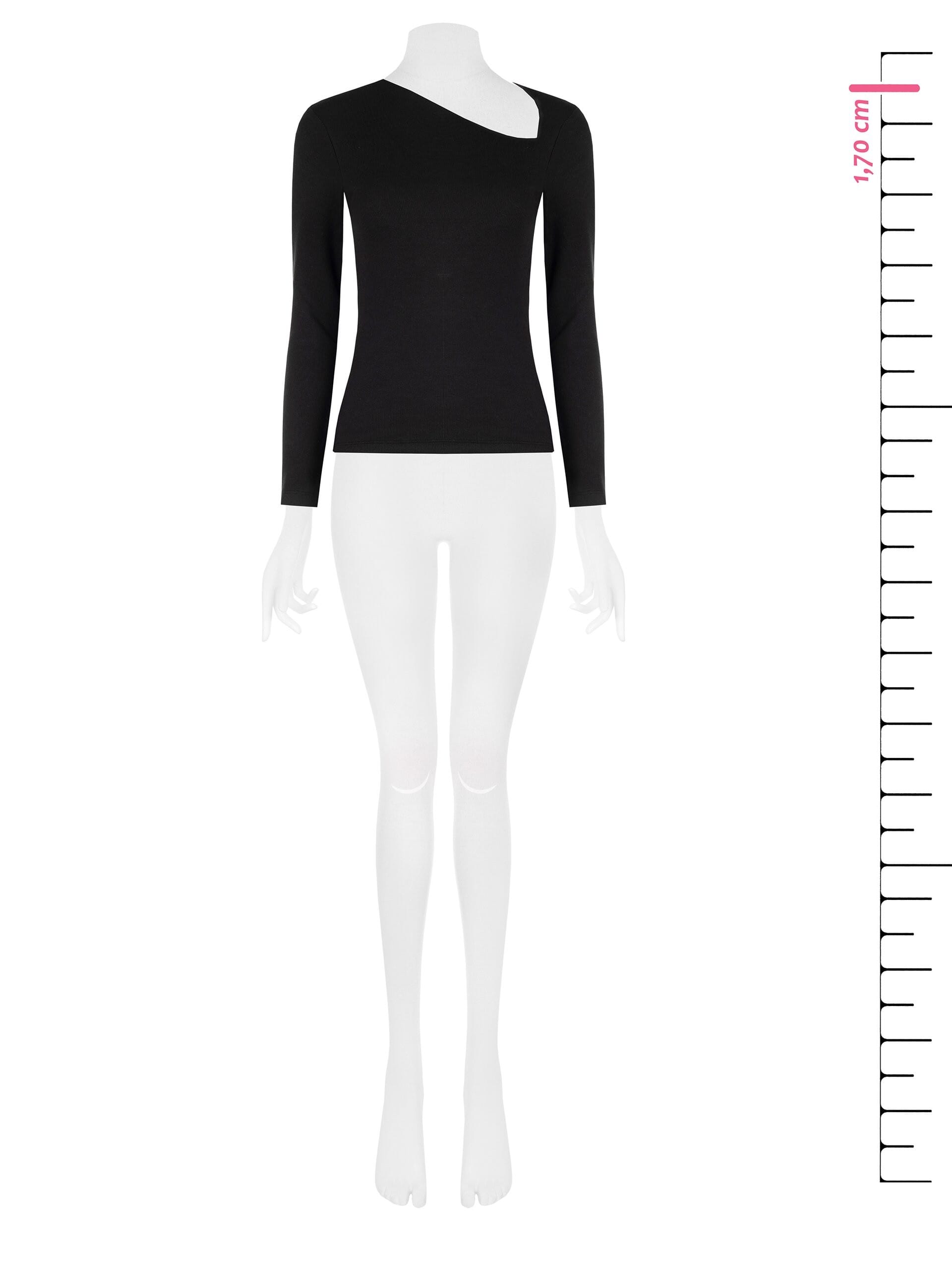 Slim Fit Cotton Blend Top With Asymmetrical Neckline Rinascimento