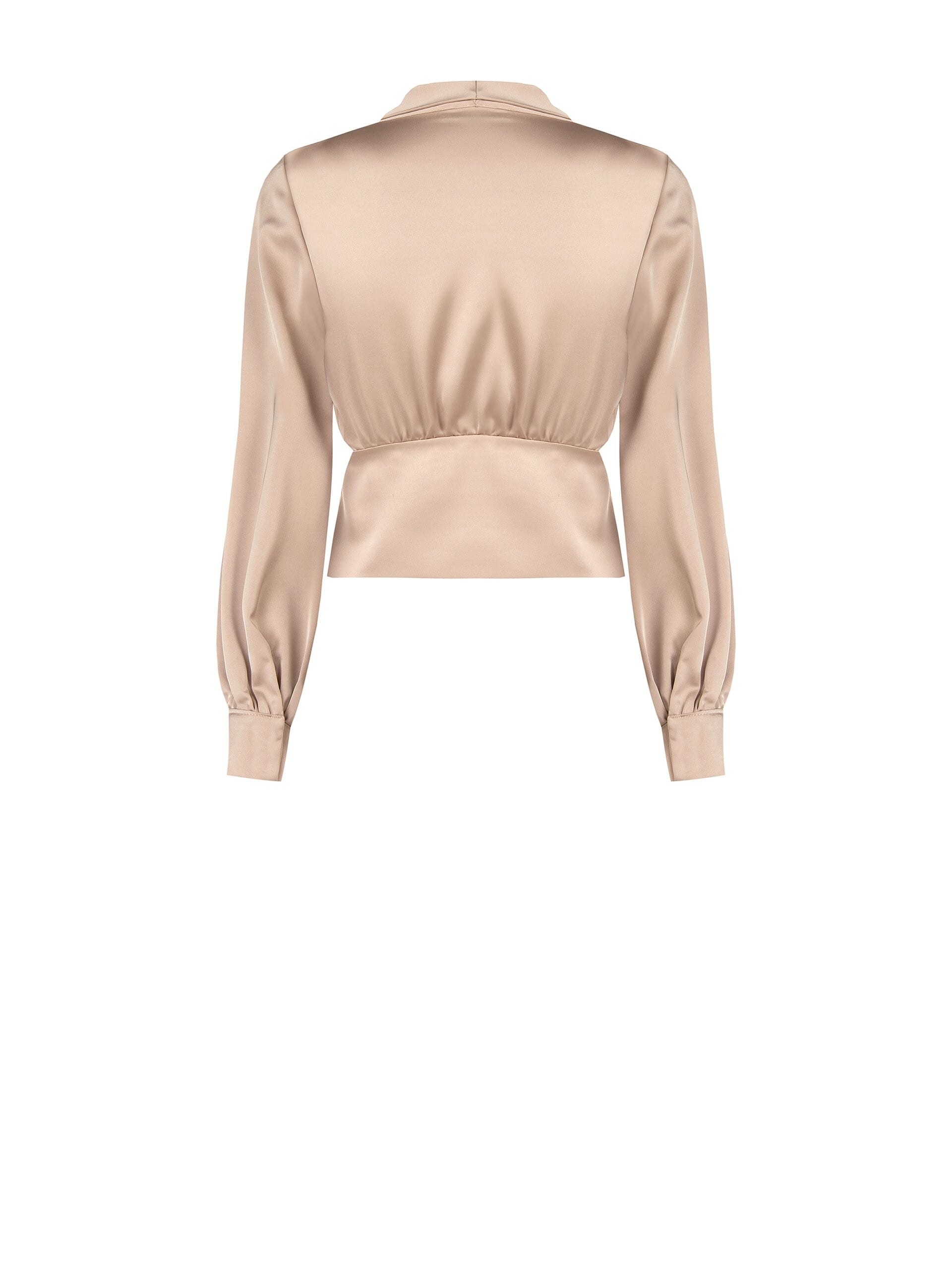 Rinascimento Cross V-Neck Satin Fitted Blouse