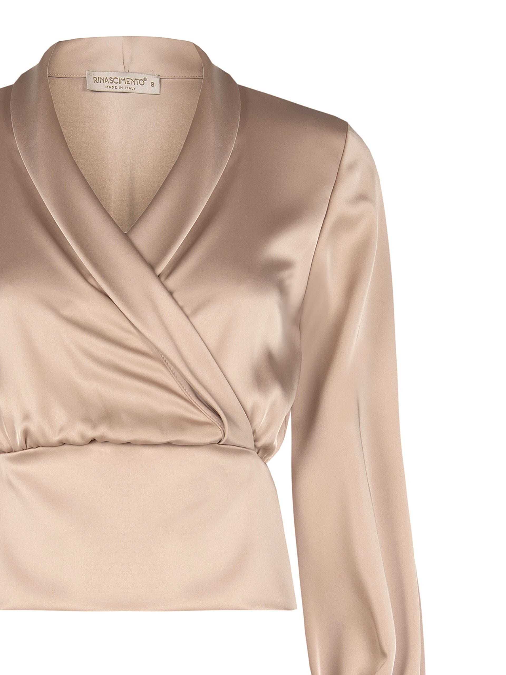 Rinascimento Cross V-Neck Satin Fitted Blouse