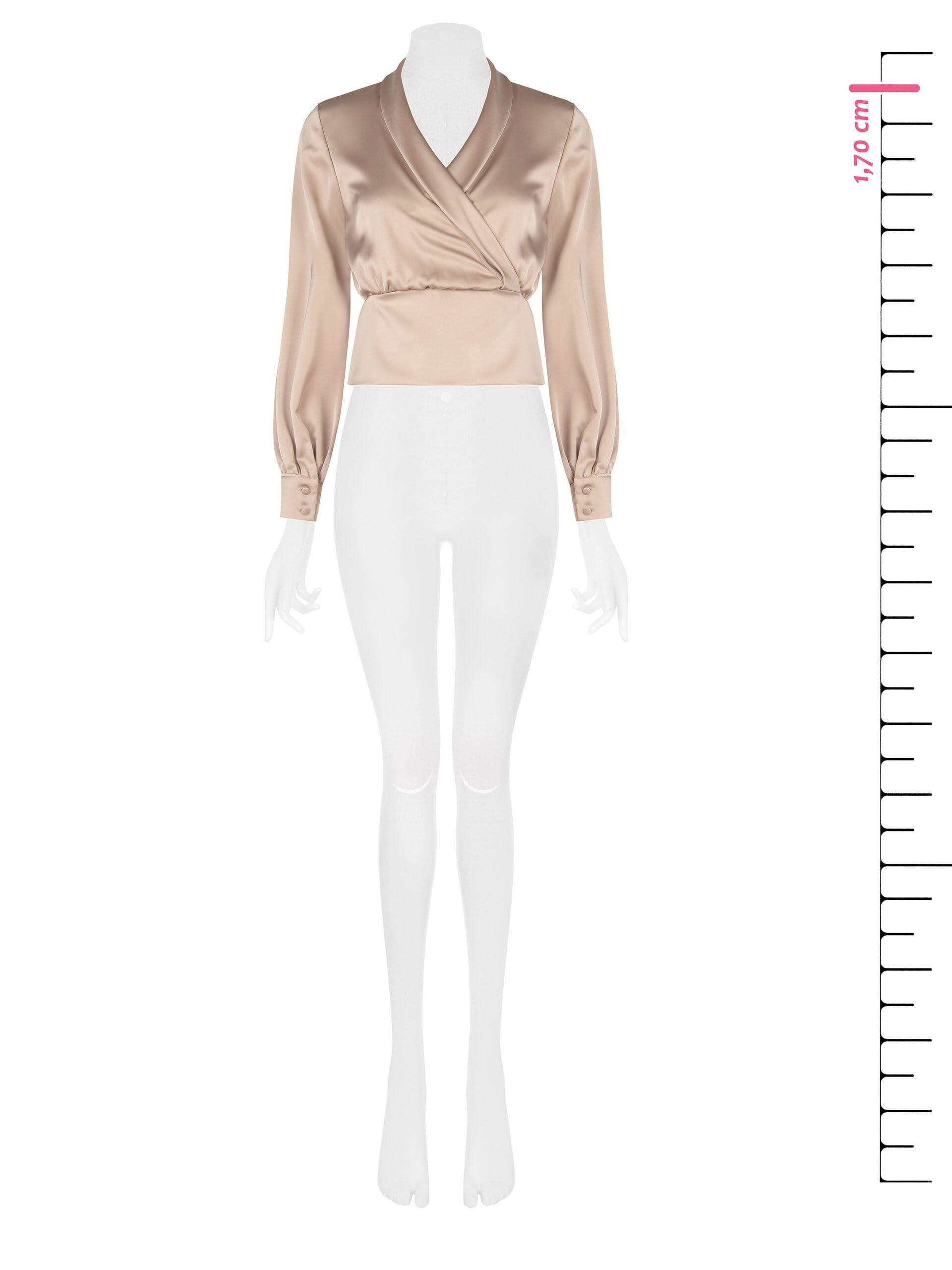 Rinascimento Cross V-Neck Satin Fitted Blouse