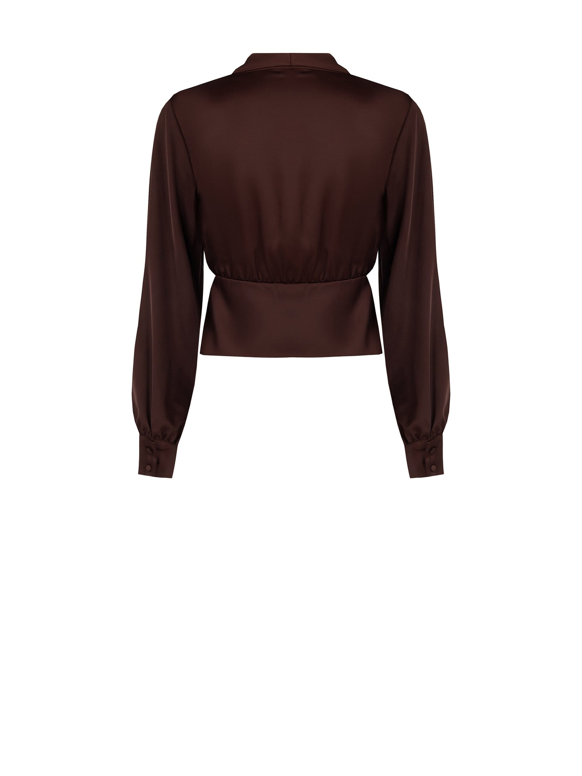 Rinascimento Cross V-Neck Satin Fitted Blouse