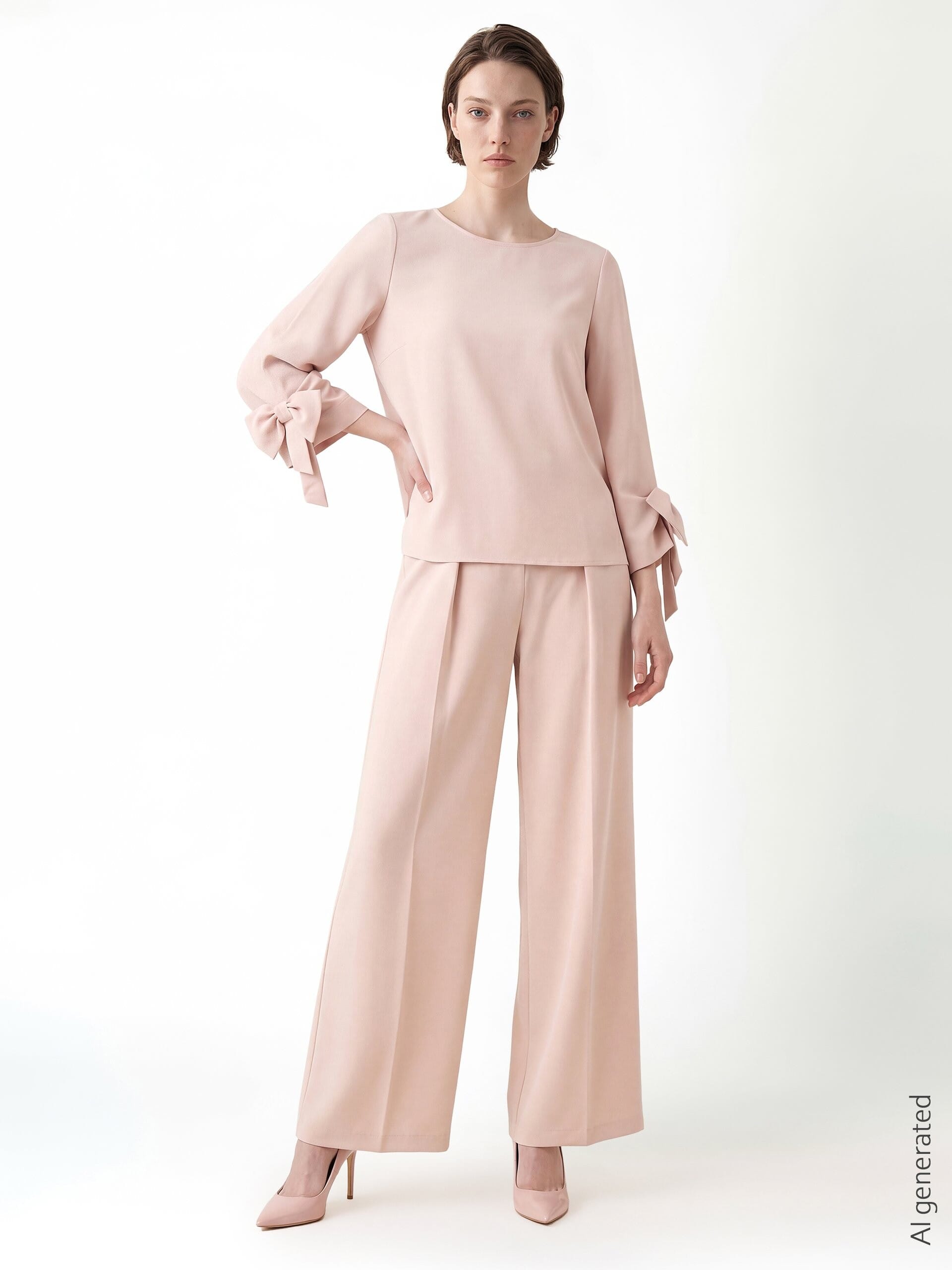 Blusa Ampia In Tessuto Fluido Con Maxi Fiocchi Sulle Maniche Rinascimento