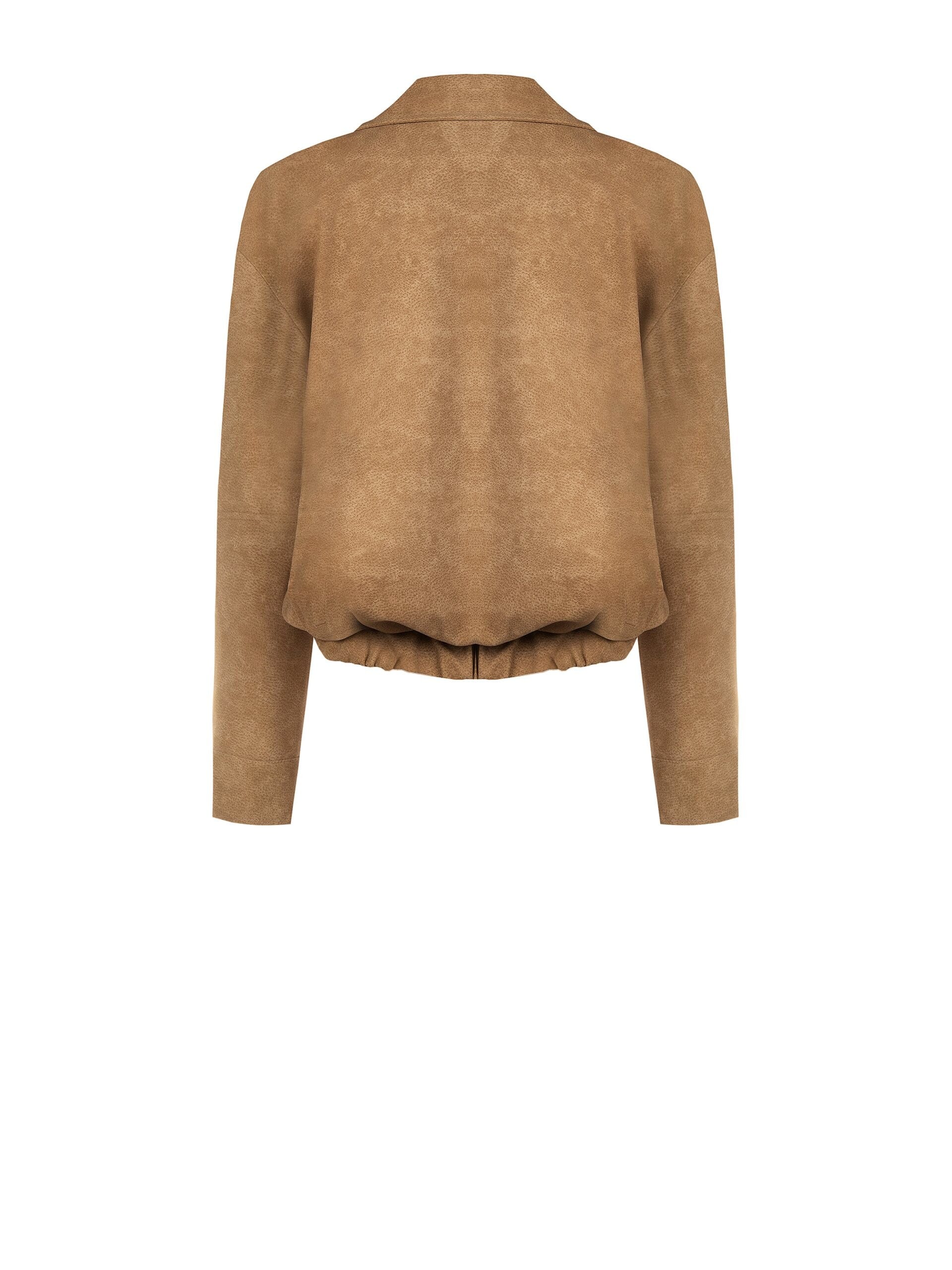 Shaded Suede Bomber Jacket With Maxi Pockets Rinascimento