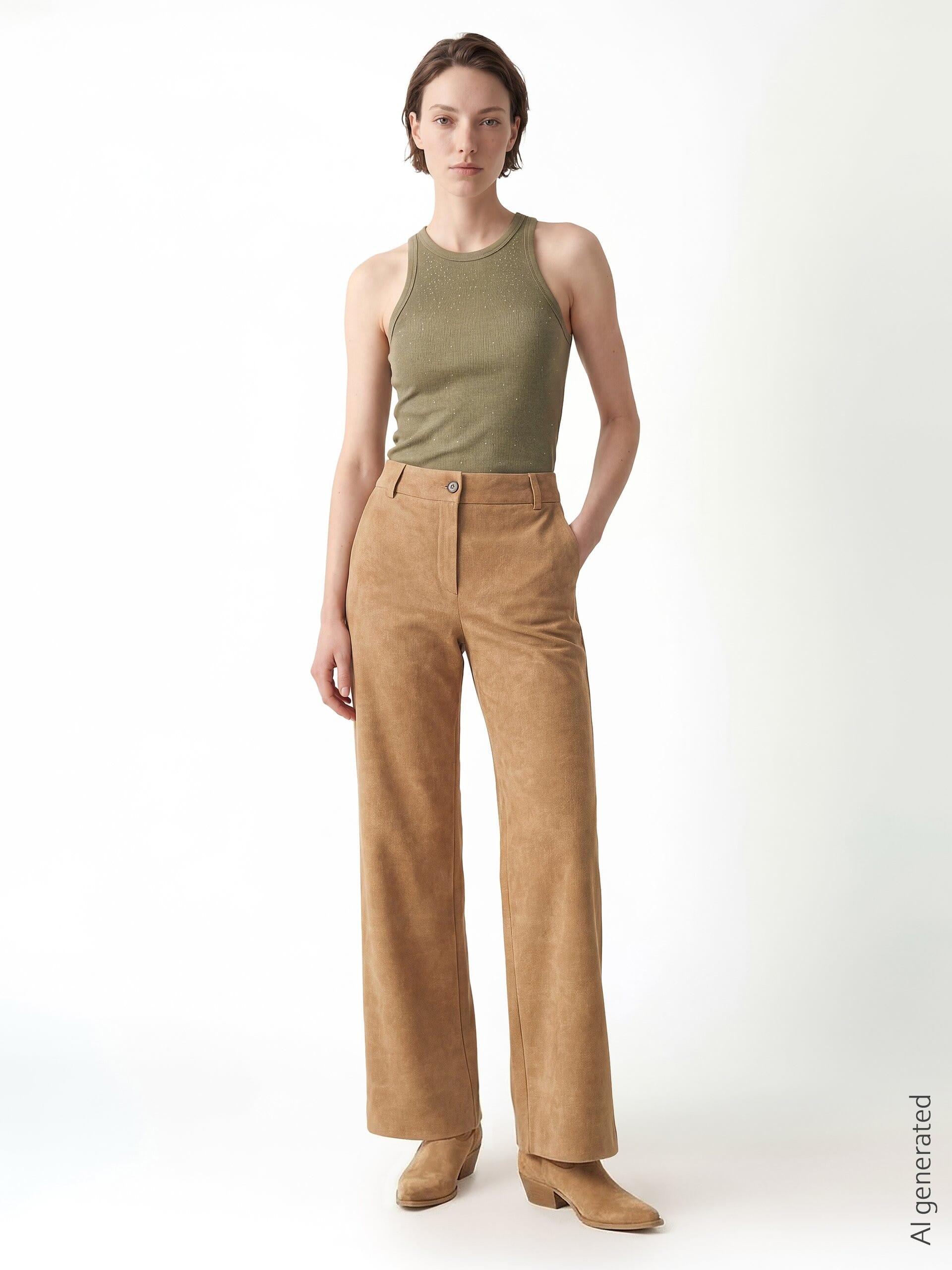 Palace Trousers In Mottled Suede With Elastic Back Rinascimento