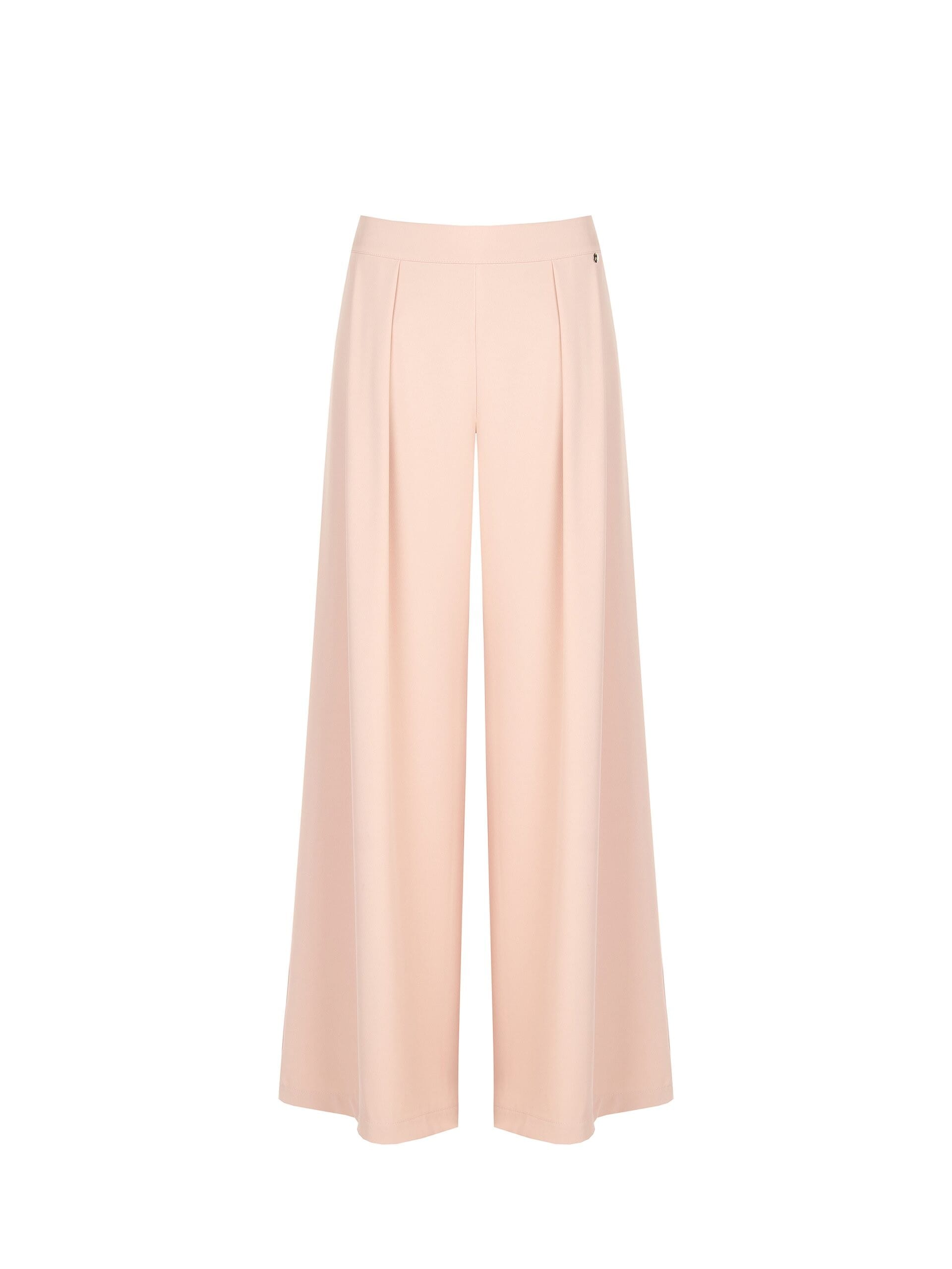 Fluid Fabric Palazzo Trousers With Pleats And Elastic Back Rinascimento
