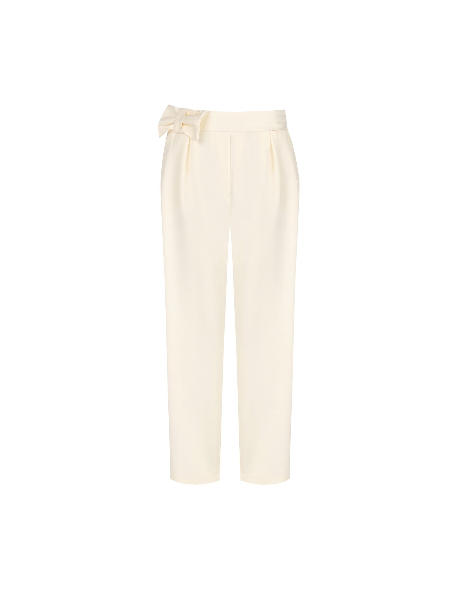 Pantaloni A Sigaretta In Misto Viscosa Con Fiocco In Vita Ed Elastico Dietro Rinascimento