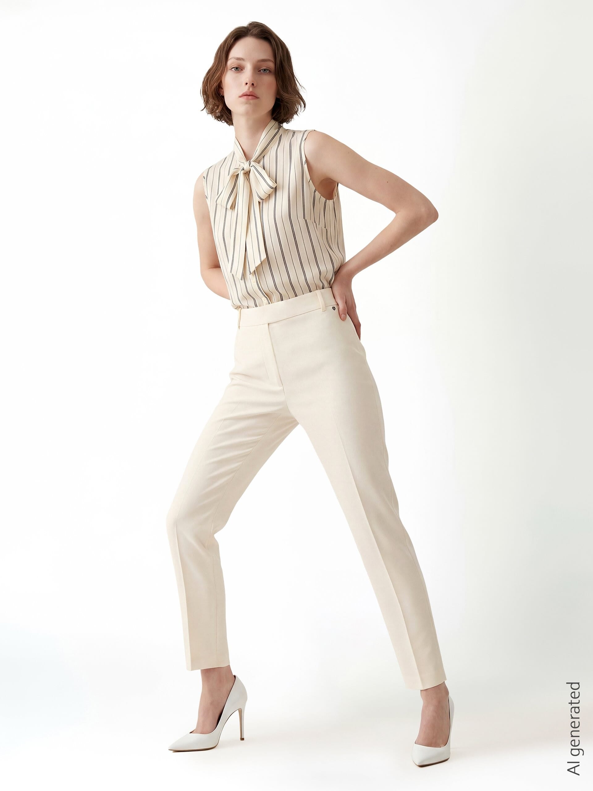 Straight Mixed Viscose Trousers With Elastic Back Rinascimento