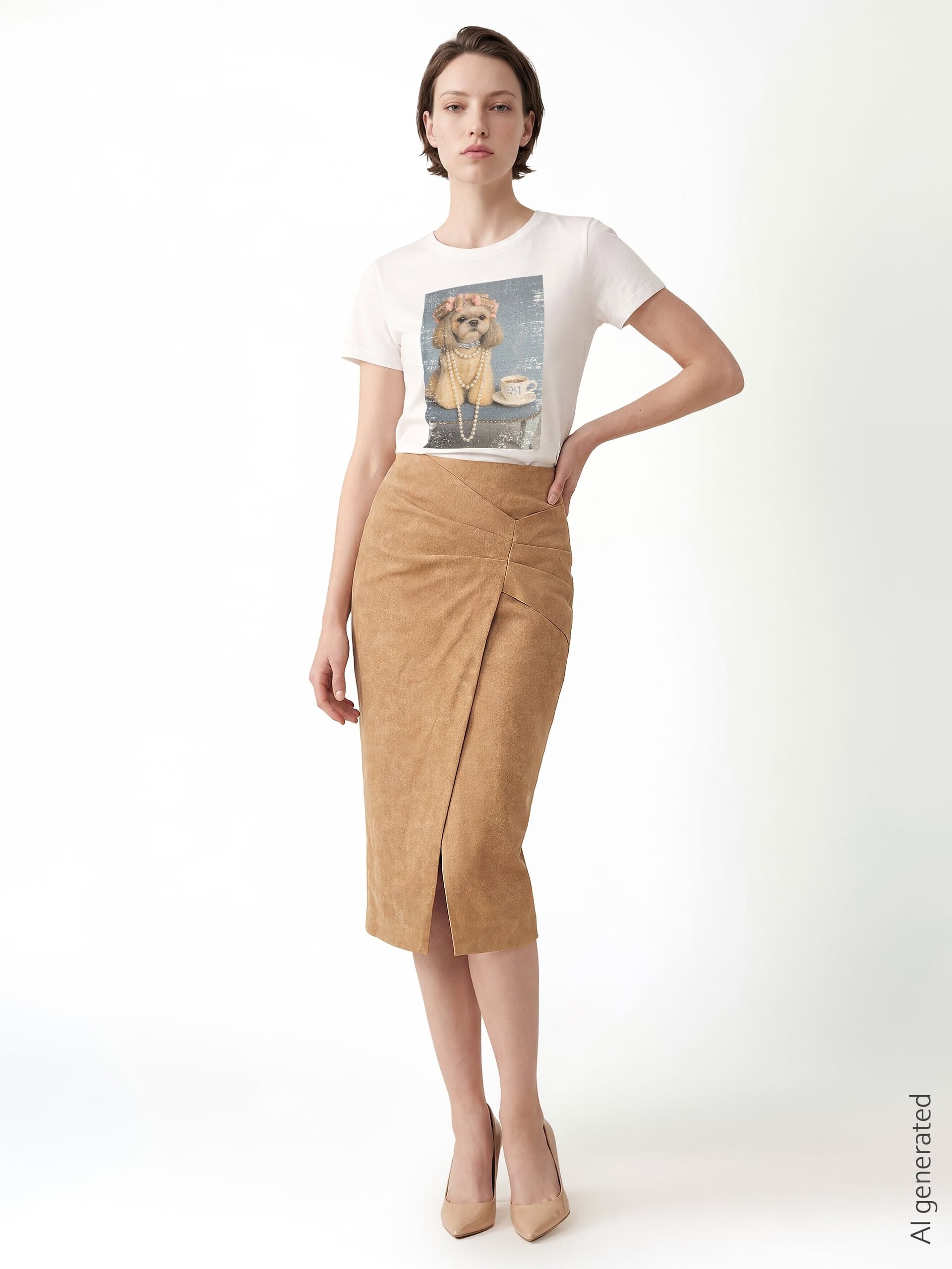 Rinascimento Shaded Suede Simil Suede Cross Skirt