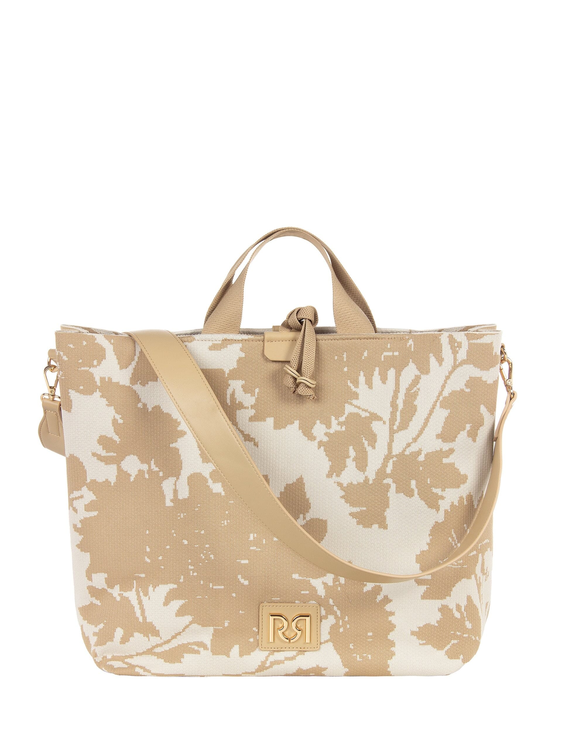 Flower Canvas Maxi Shopper With Adjustable And Removable Strap Rinascimento