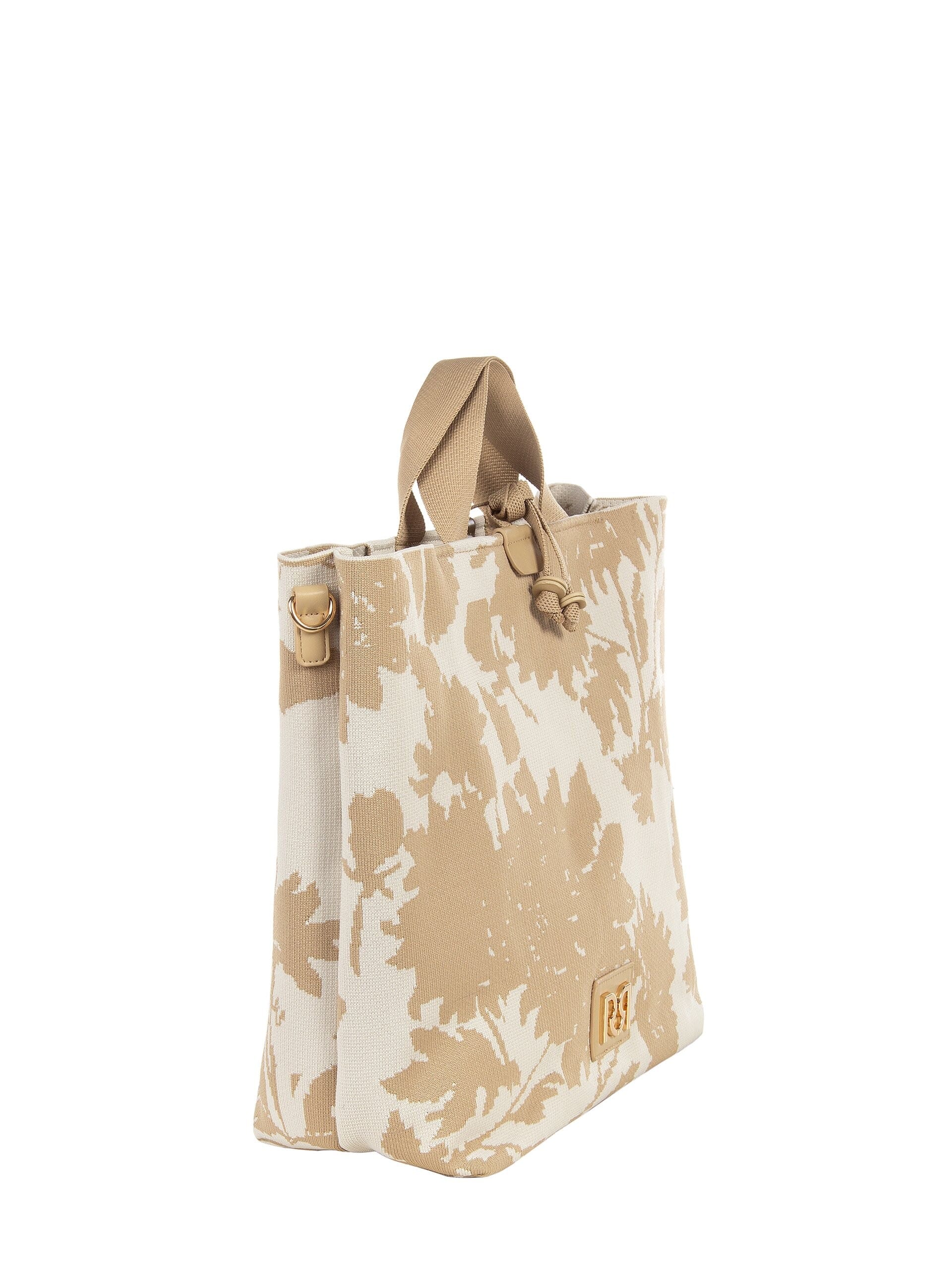 Flower Canvas Maxi Shopper With Adjustable And Removable Strap Rinascimento