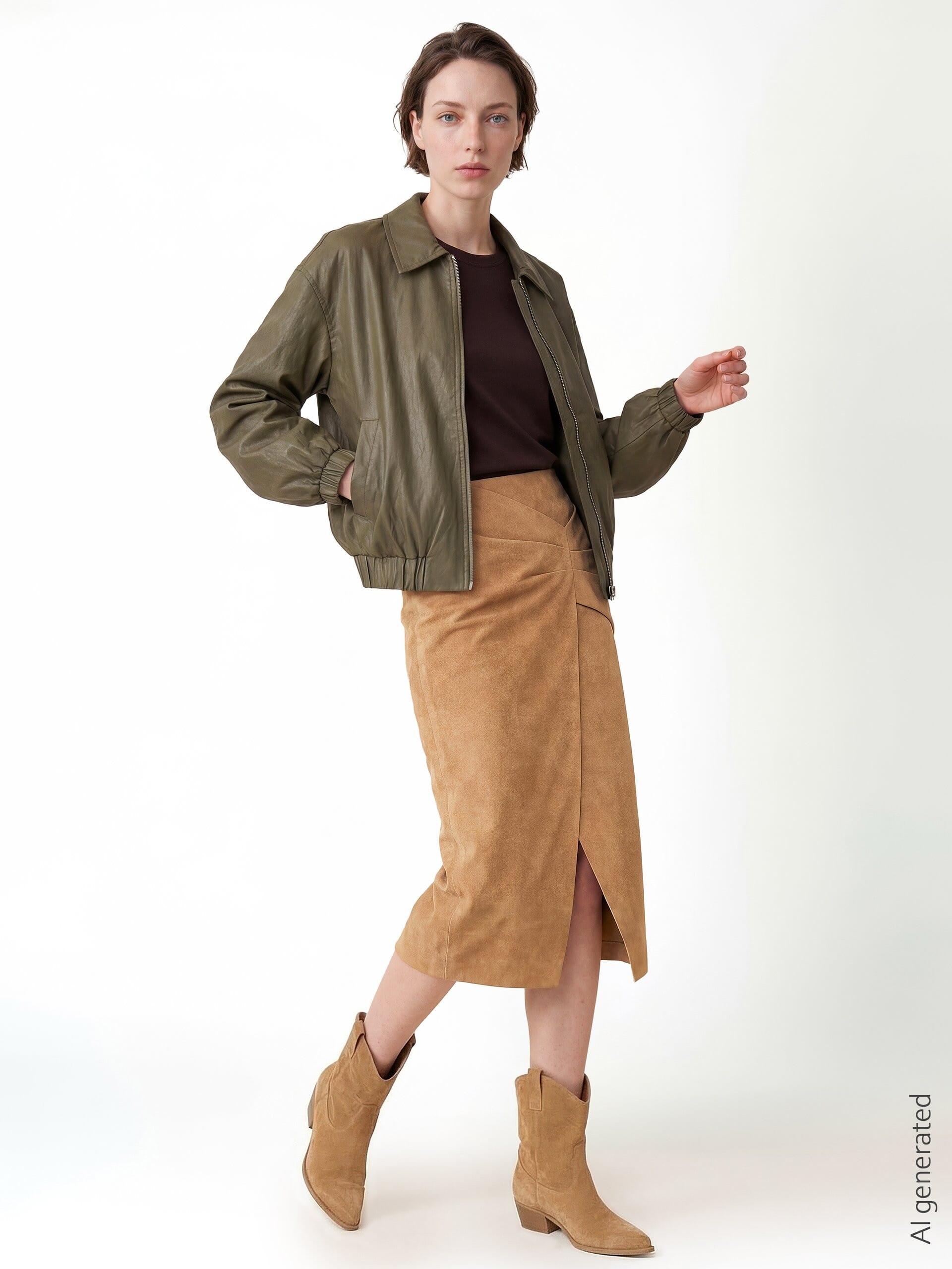 Lightly Crumpled Leatherette Bomber Jacket Rinascimento