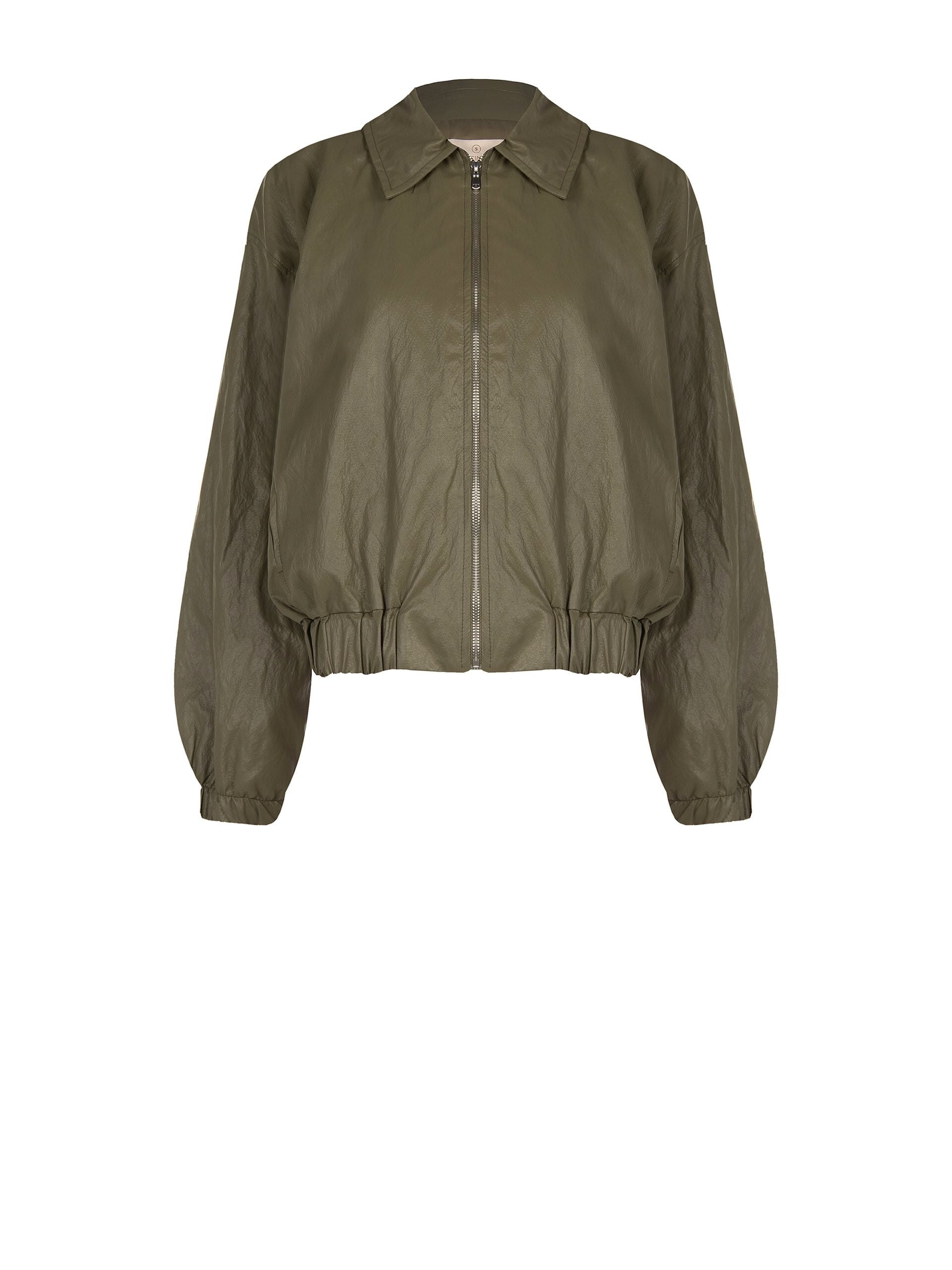 Lightly Crumpled Leatherette Bomber Jacket Rinascimento