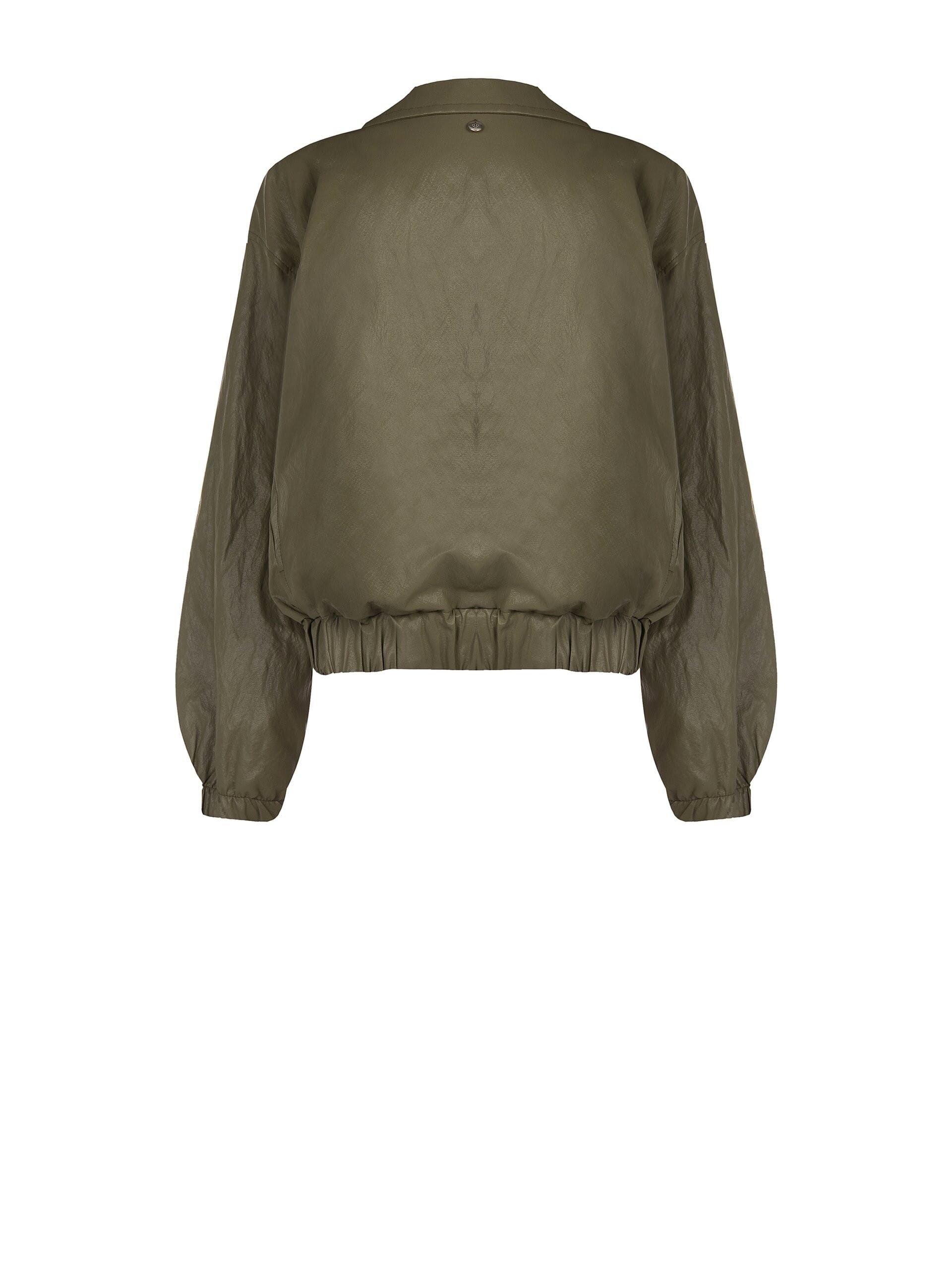 Lightly Crumpled Leatherette Bomber Jacket Rinascimento